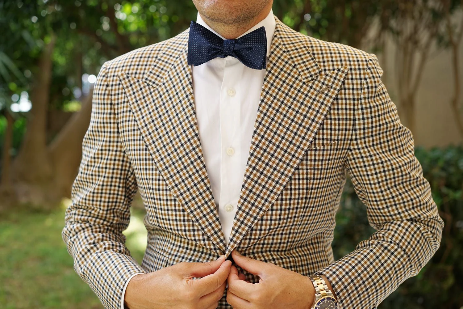 Kroc Blue Pin Dot Self Bow Tie - Image 8