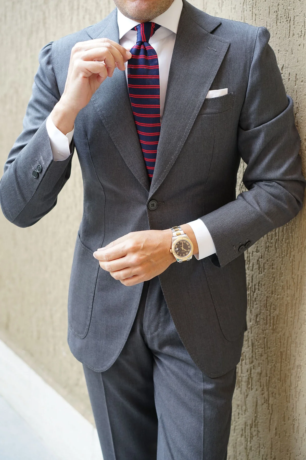 La Phoenix Striped Knitted Tie - Image 10