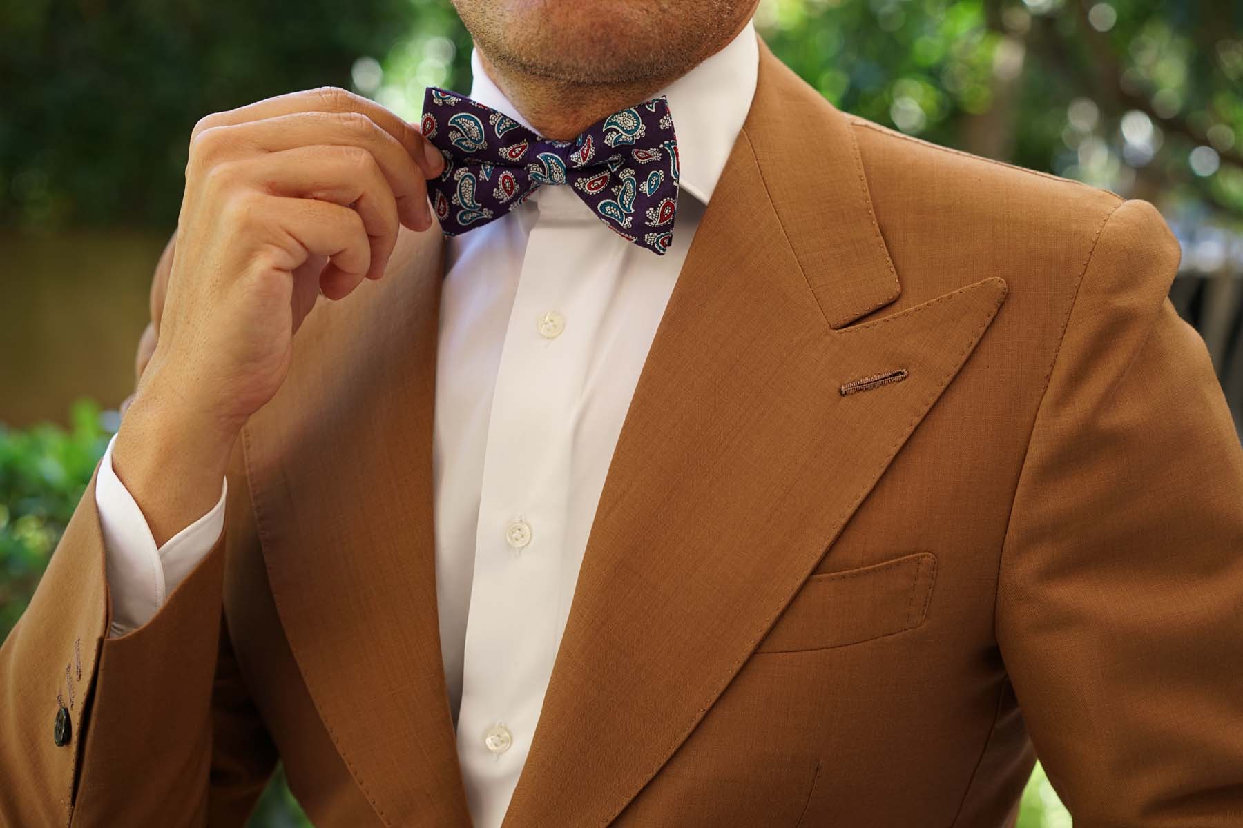 Lago di Bolsena Purple Paisley Bow Tie - Image 5