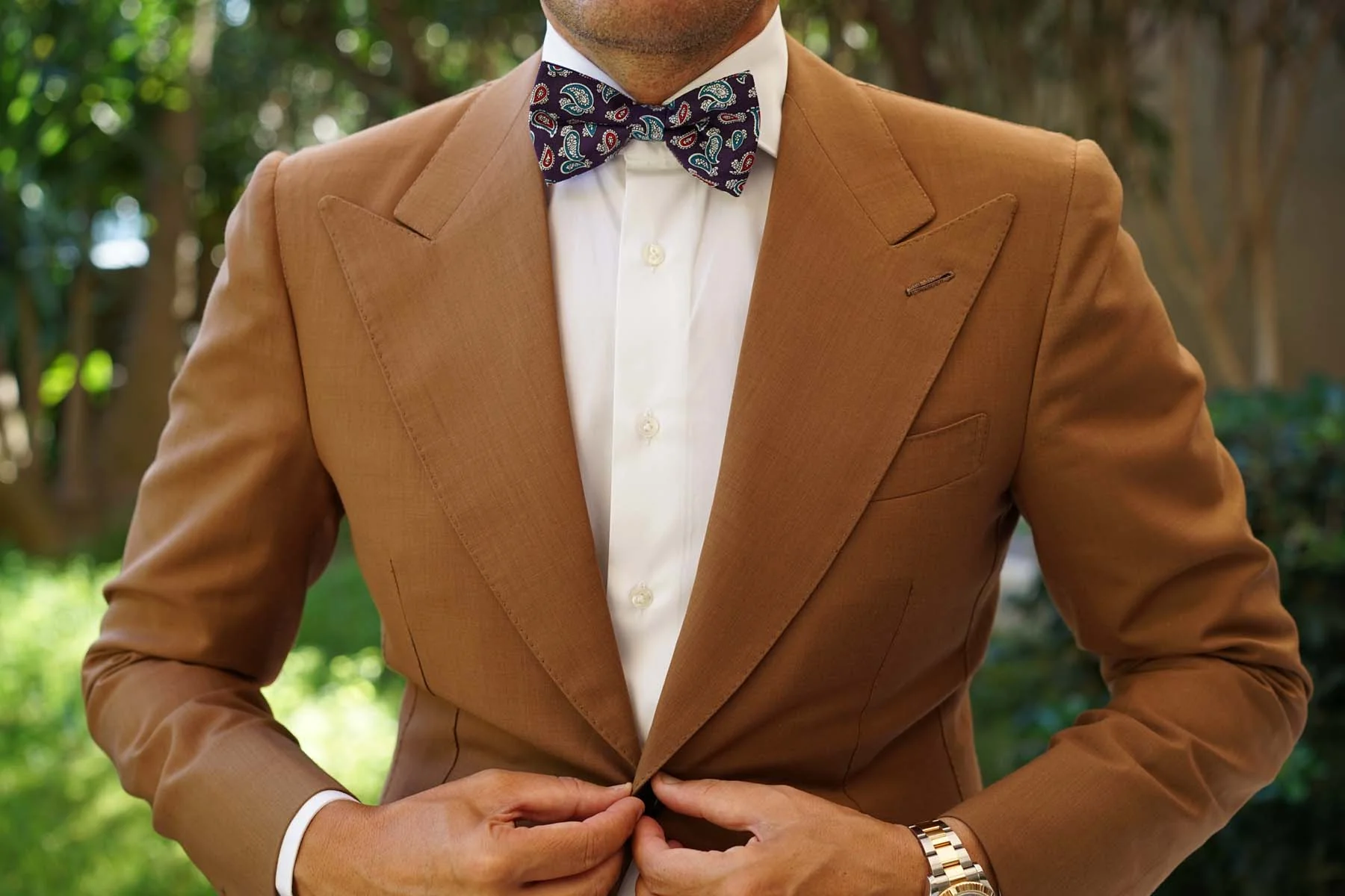 Lago di Bolsena Purple Paisley Bow Tie - Image 6