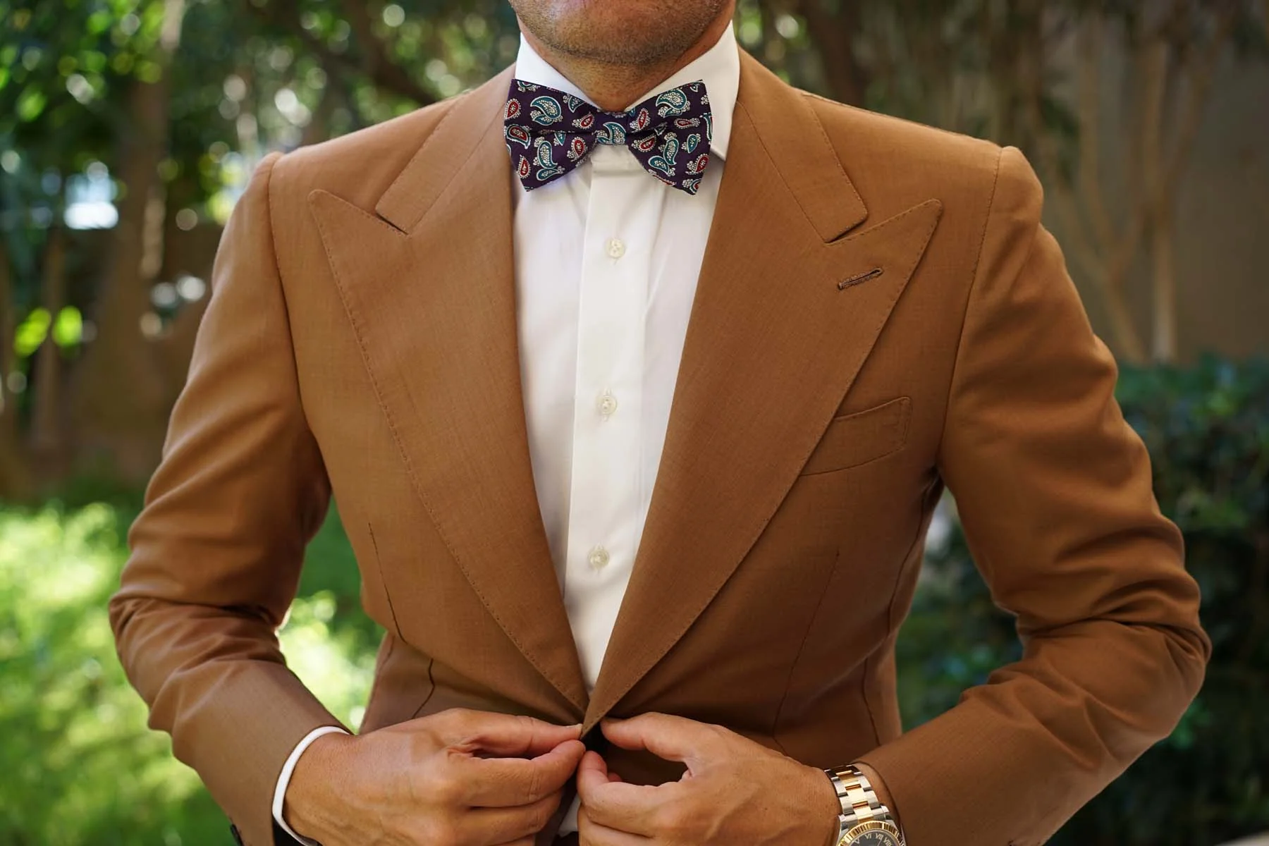 Lago di Bolsena Purple Paisley Bow Tie - Image 8
