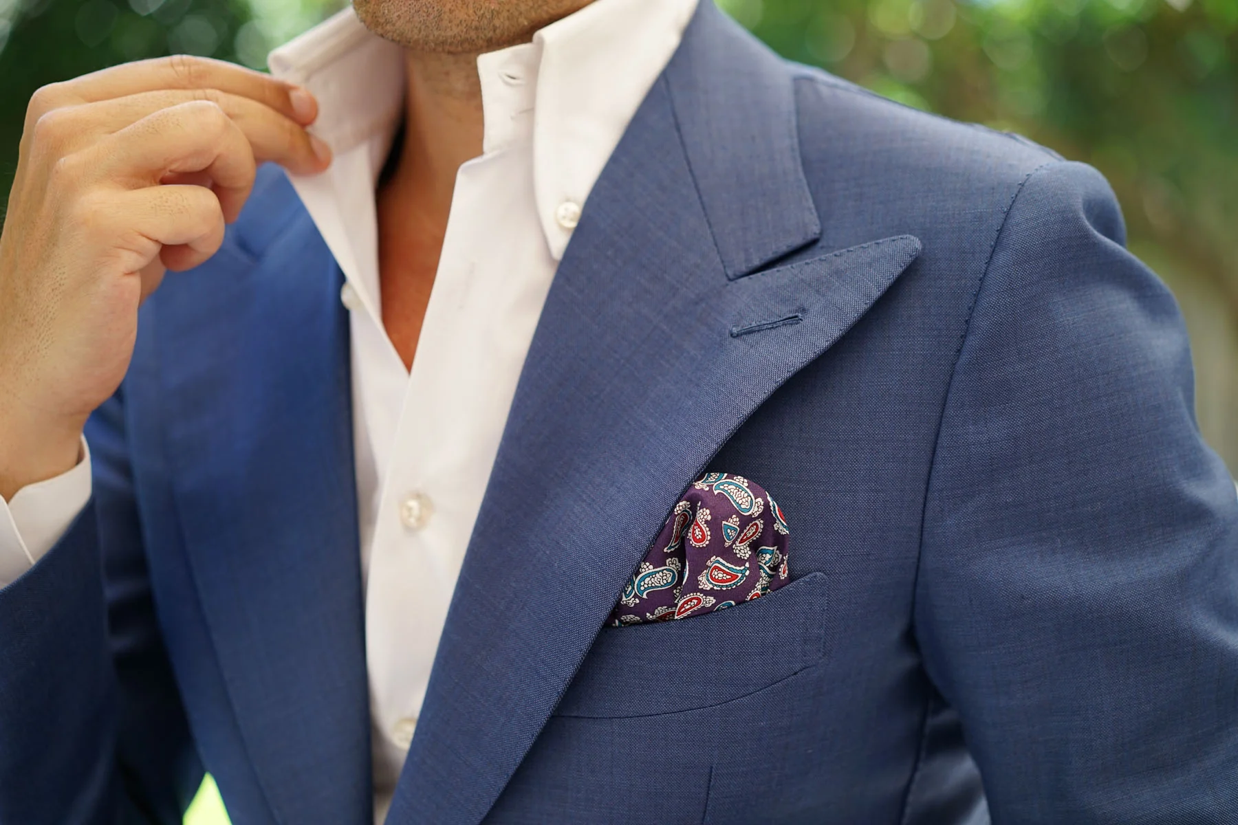 Lago di Bolsena Purple Paisley Pocket Square - Image 6