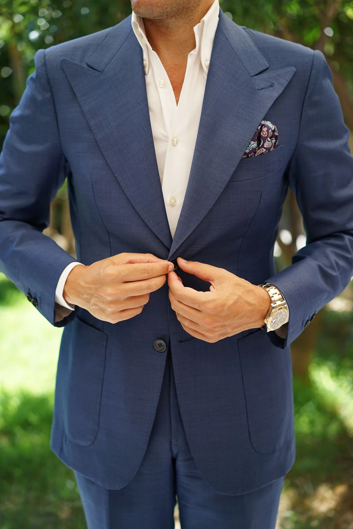 Lago di Bolsena Purple Paisley Pocket Square - Image 7