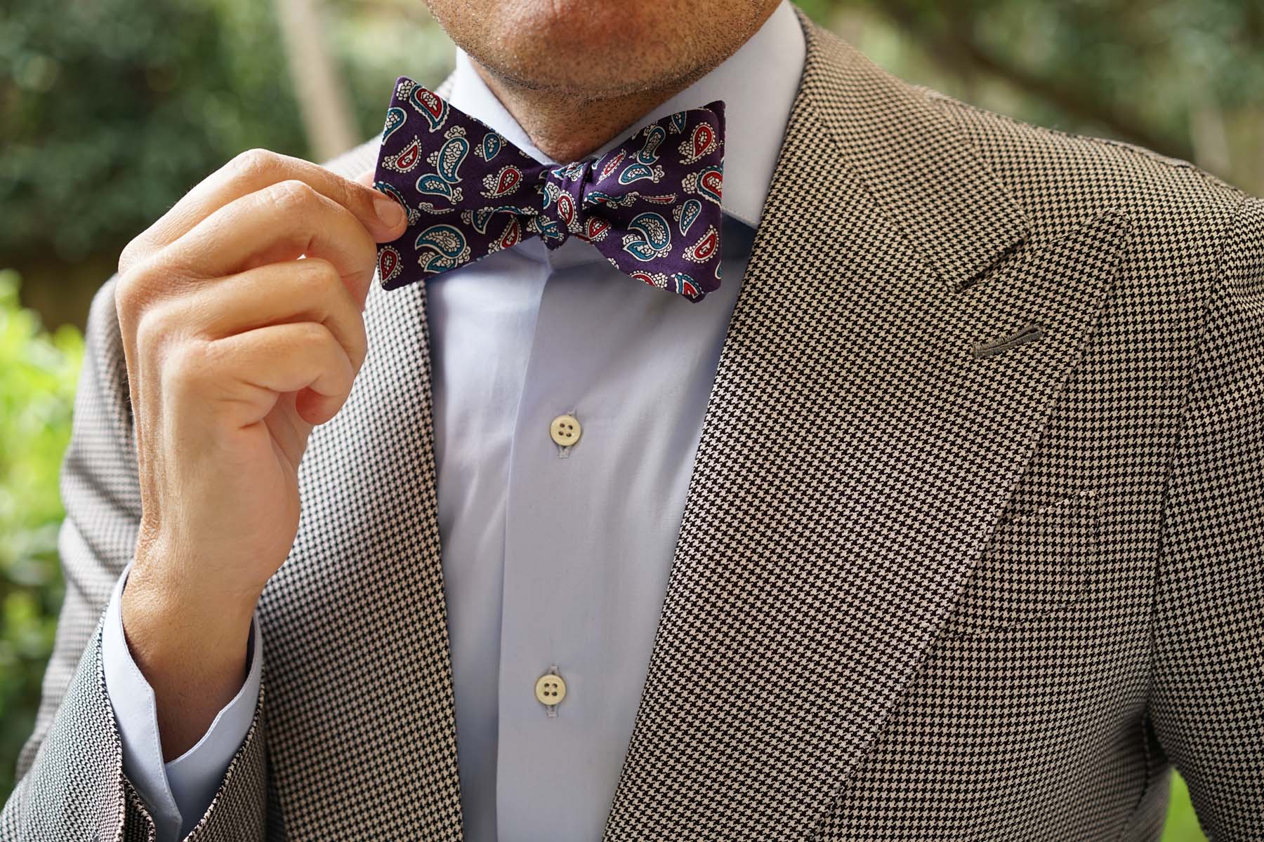 Lago di Bolsena Purple Paisley Self Bow Tie - Image 6
