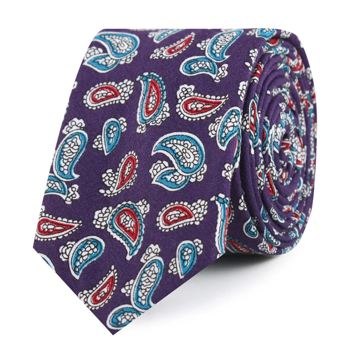 Lago di Bolsena Purple Paisley Skinny Tie - Image 2