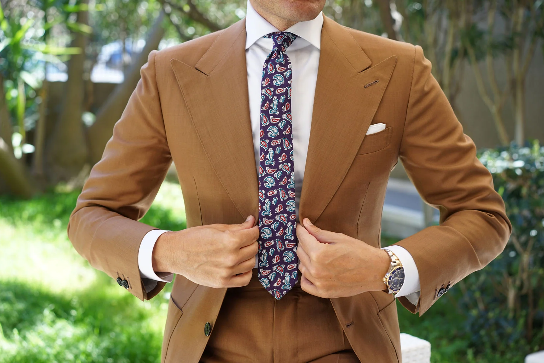 Lago di Bolsena Purple Paisley Skinny Tie - Image 4