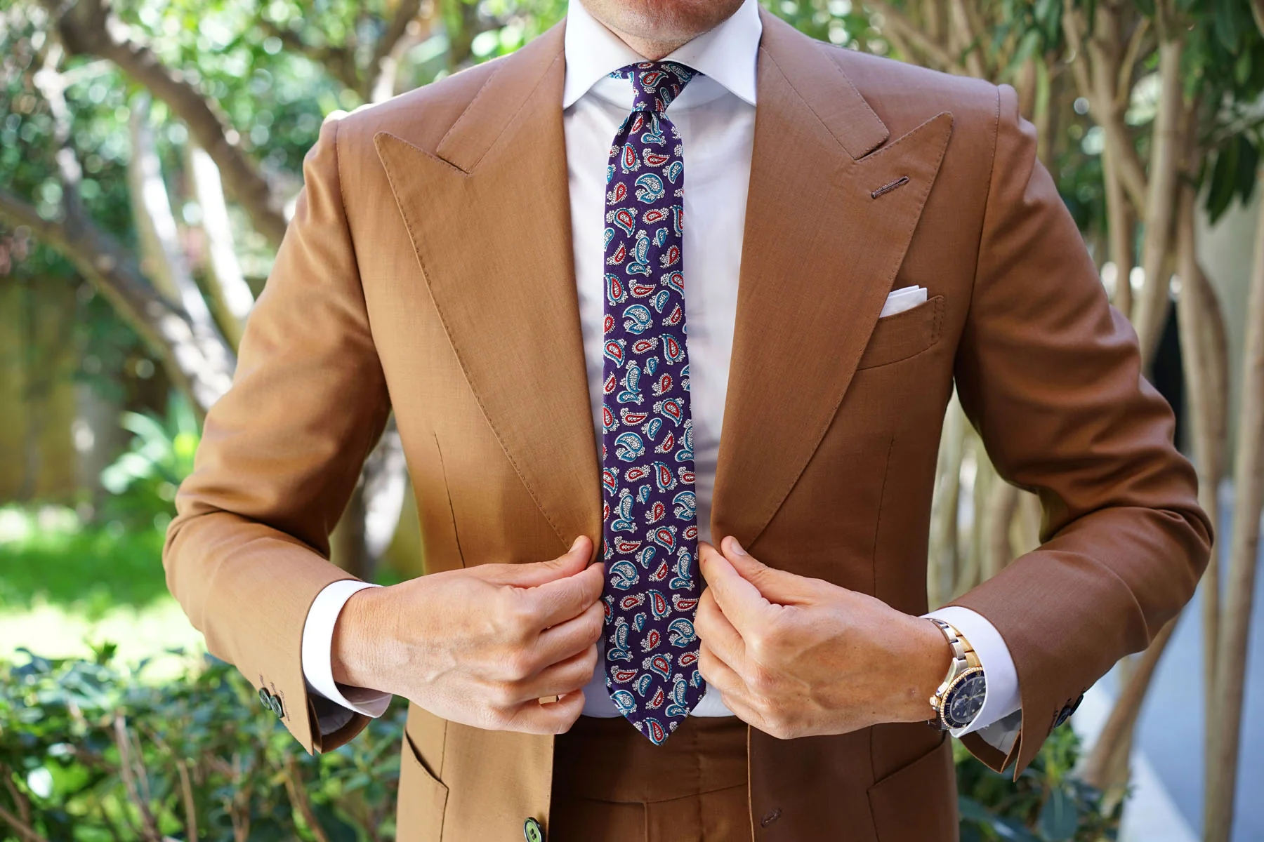 Lago di Bolsena Purple Paisley Skinny Tie - Image 6