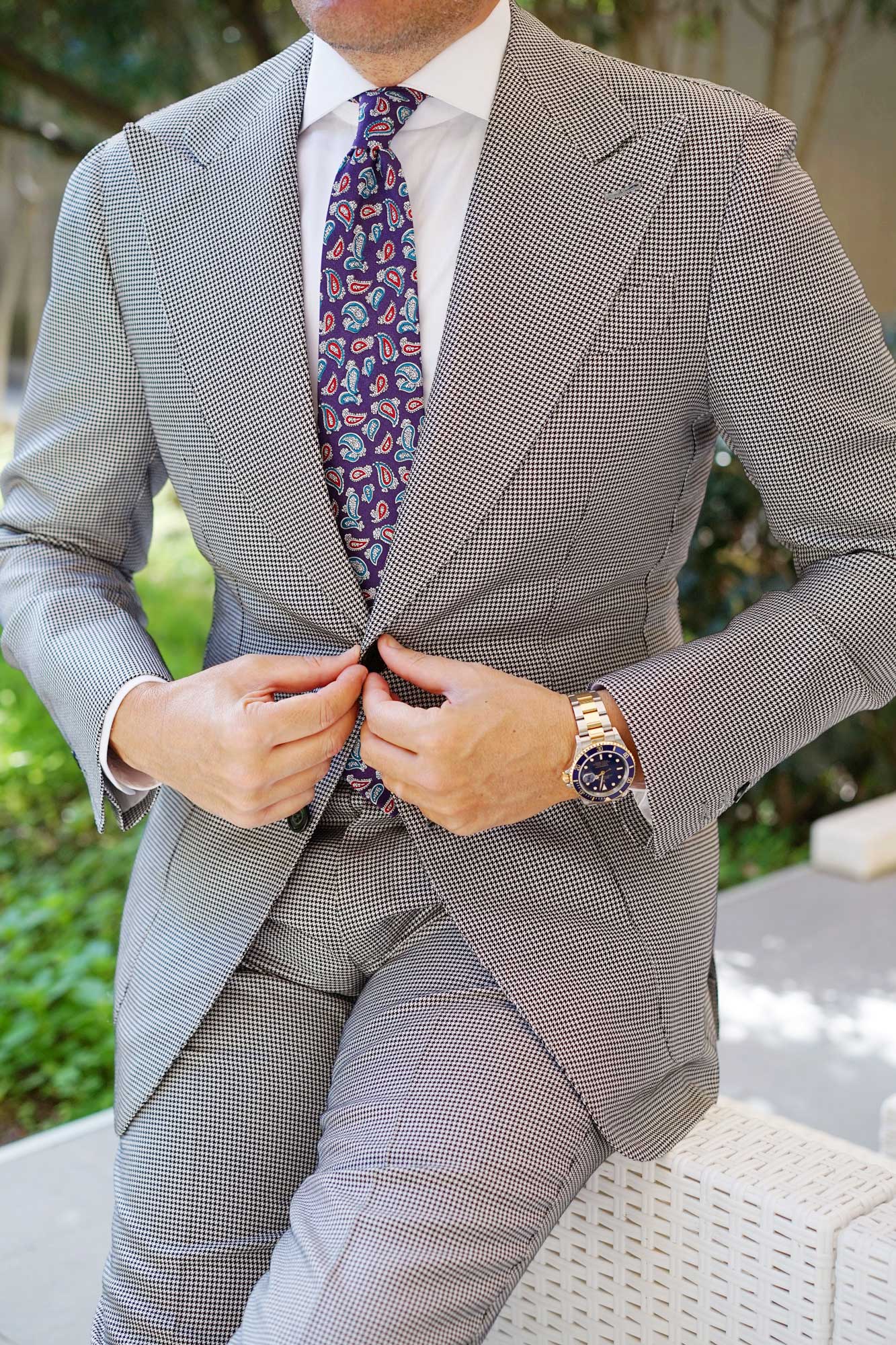 Lago di Bolsena Purple Paisley Tie - Image 8