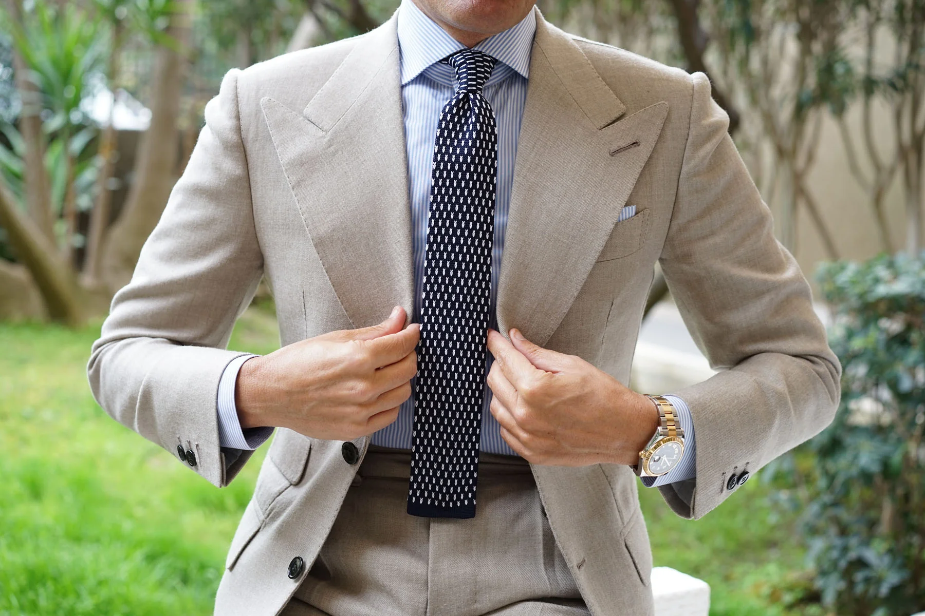 LaMotta Navy Blue Knitted Tie - Image 3