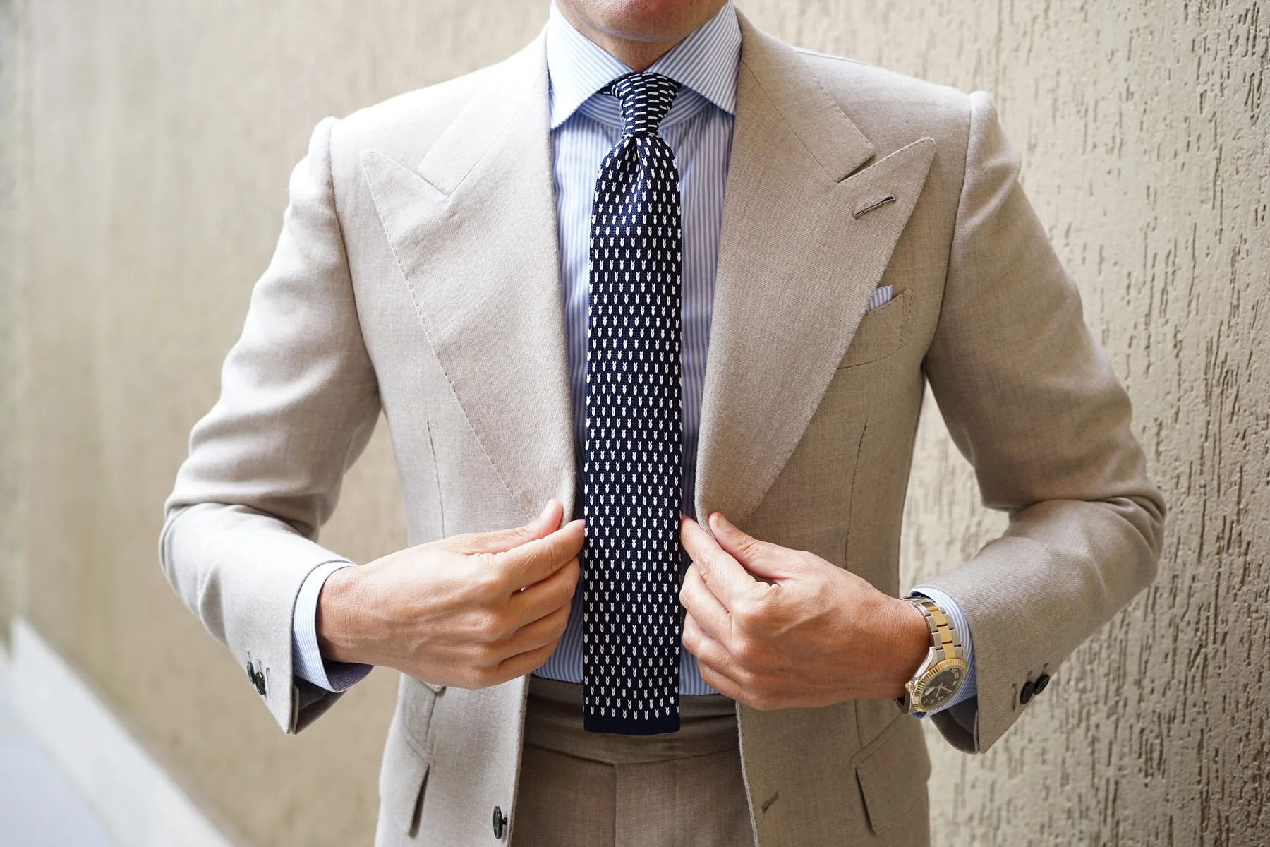 LaMotta Navy Blue Knitted Tie - Image 5