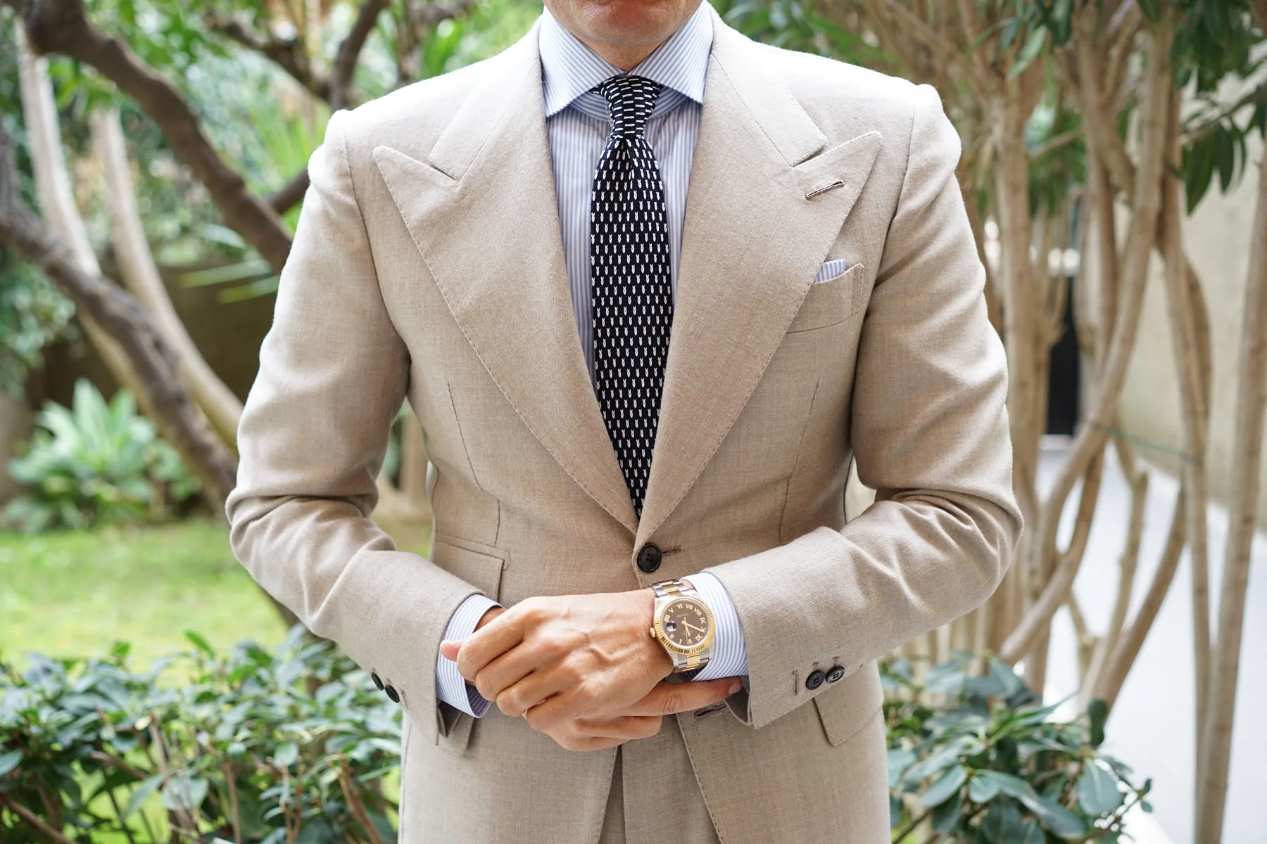 LaMotta Navy Blue Knitted Tie - Image 6
