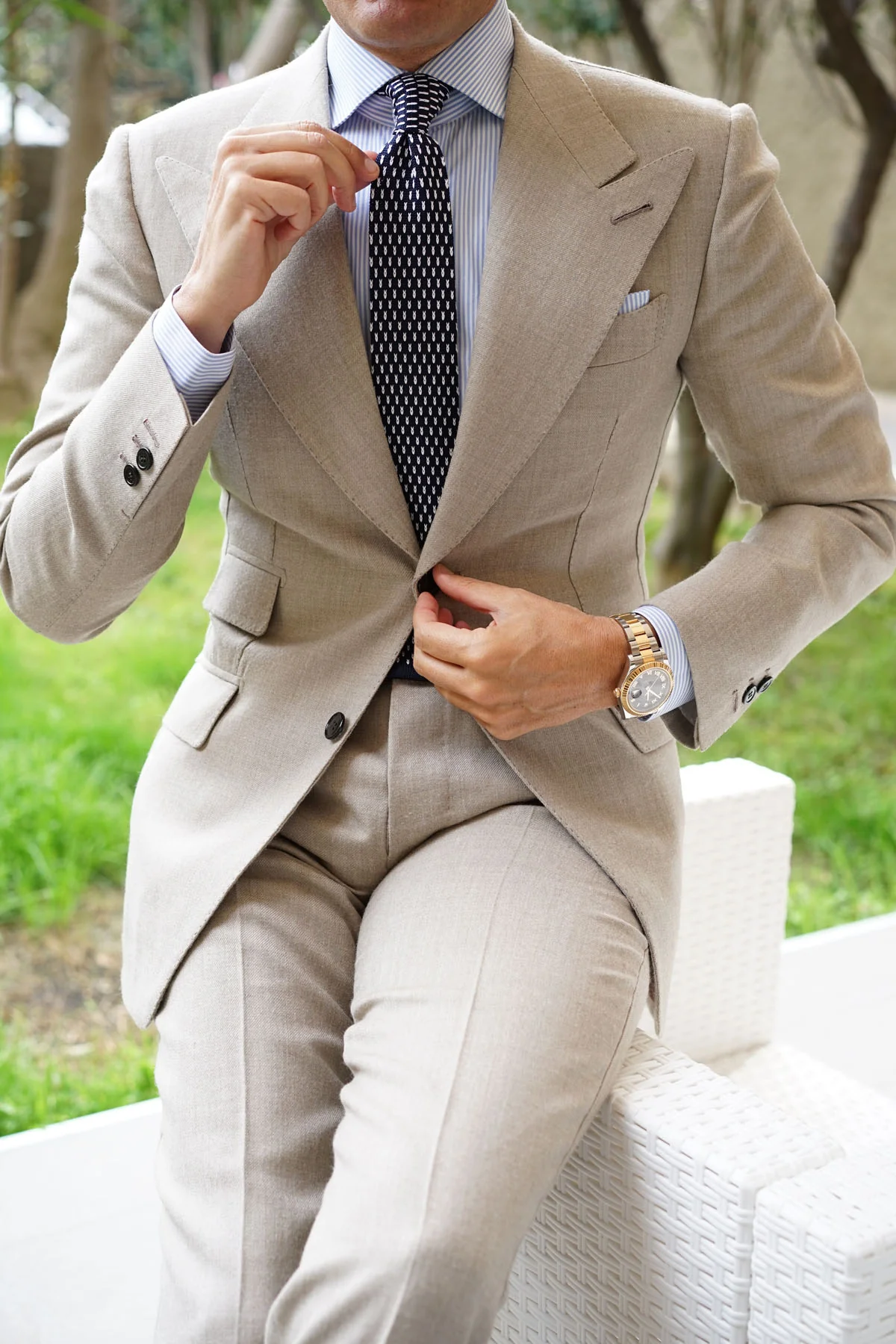LaMotta Navy Blue Knitted Tie - Image 9