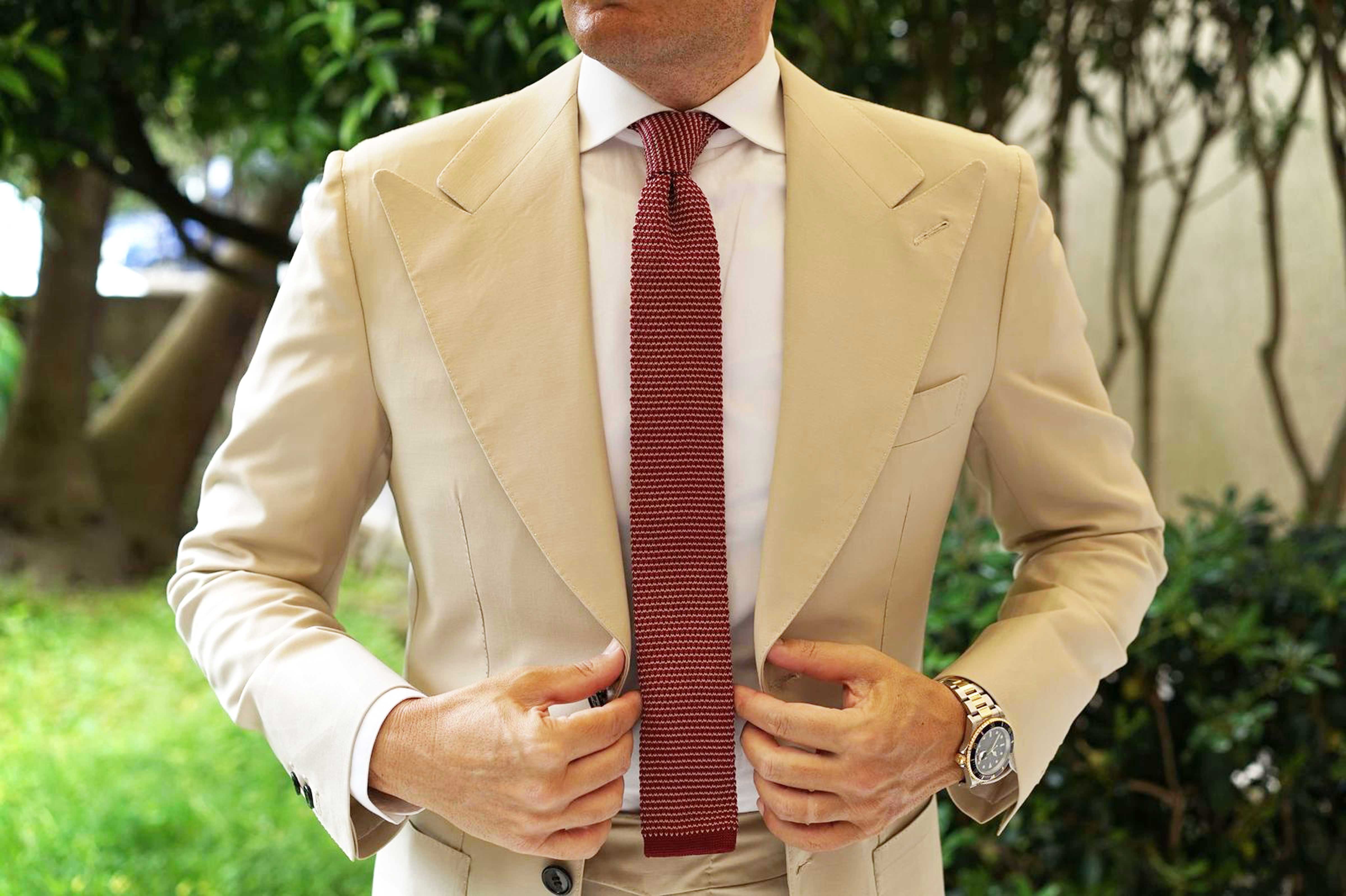 Latvia Maroon Knitted Tie - Image 6