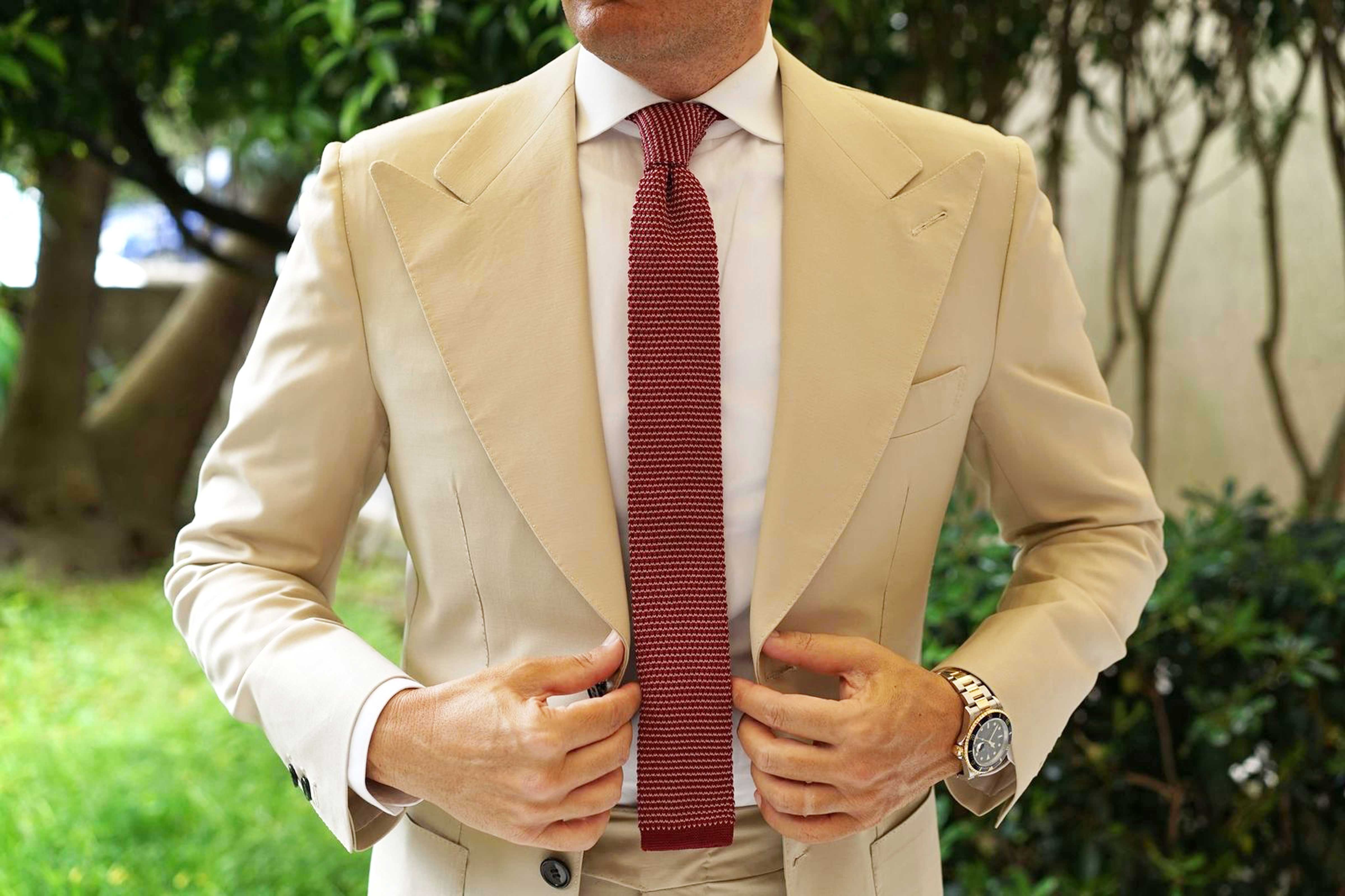 Latvia Maroon Knitted Tie - Image 8