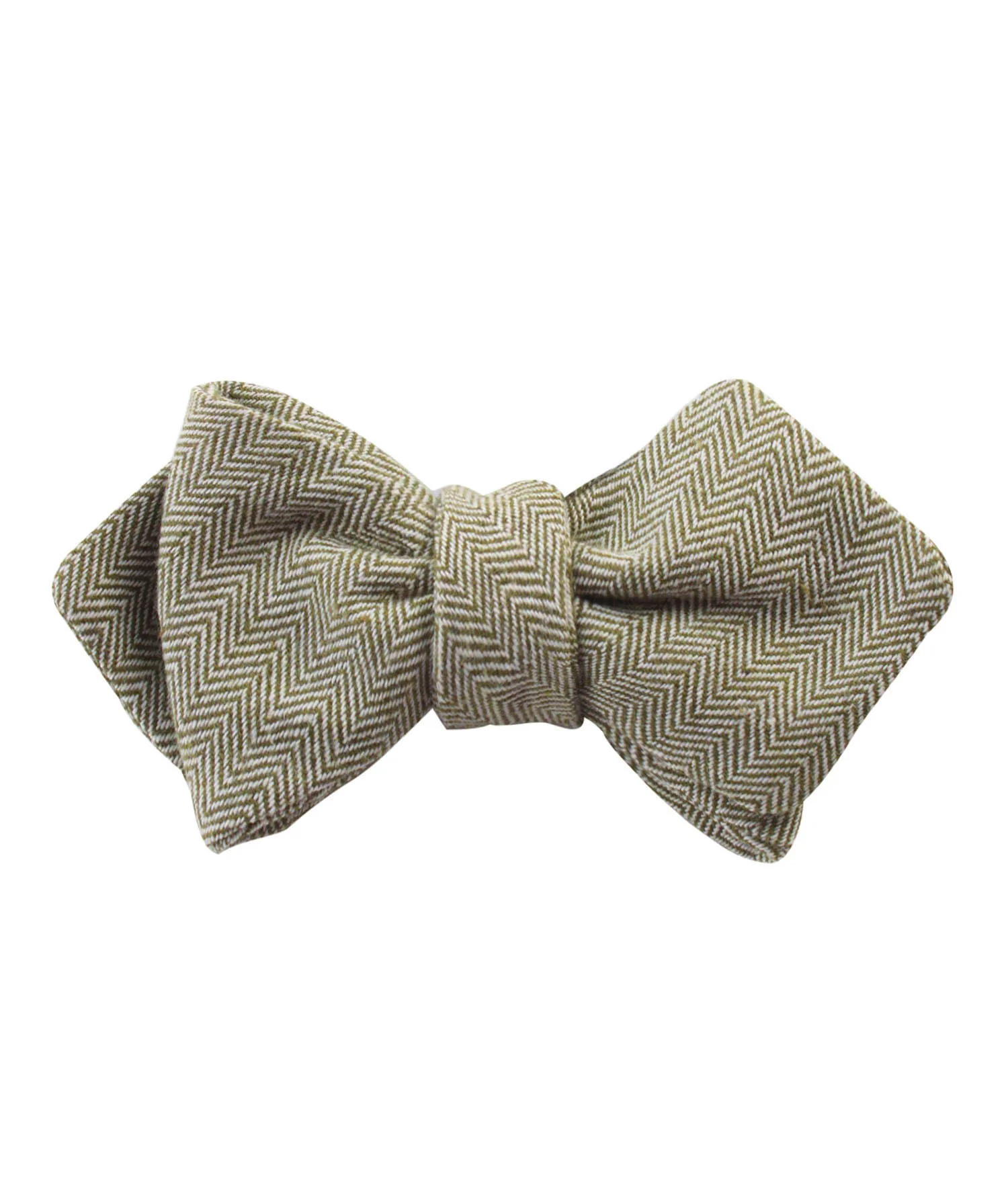 Laurel Green Herringbone Linen Diamond Self Bow Tie - Image 2