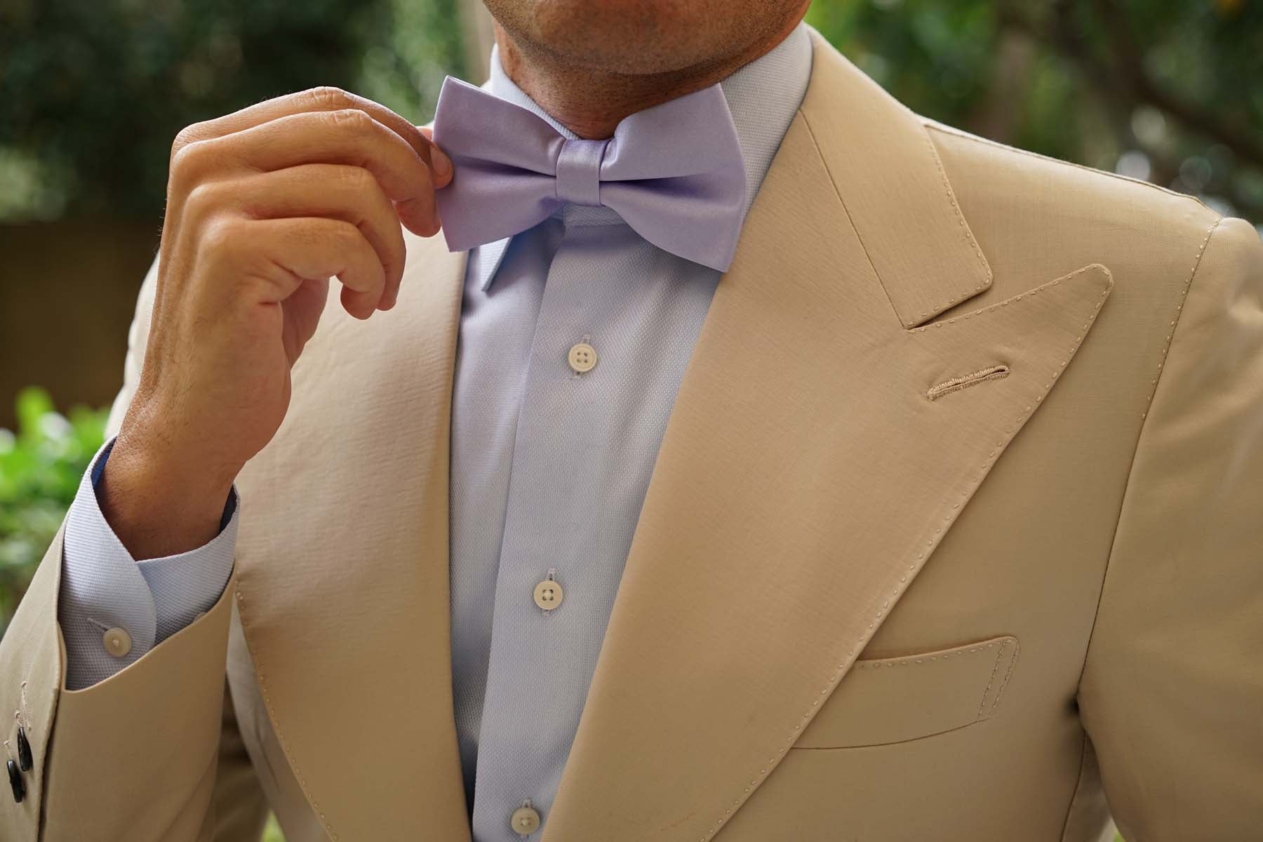 Lavender Purple Satin Bow Tie - Image 5