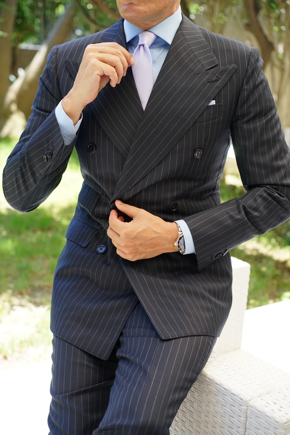 Lavender Purple Satin Skinny Tie - Image 6