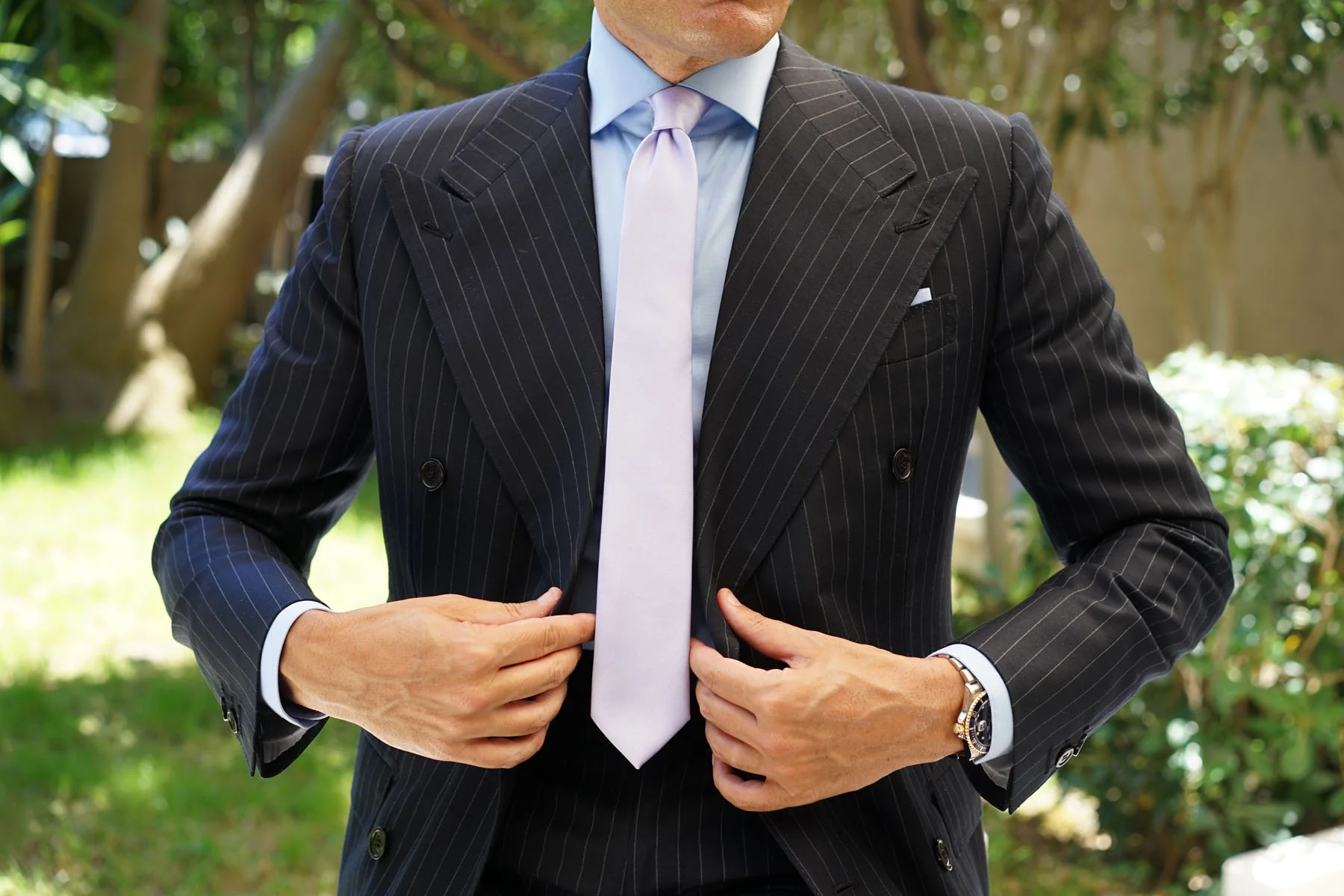Lavender Purple Satin Skinny Tie - Image 7