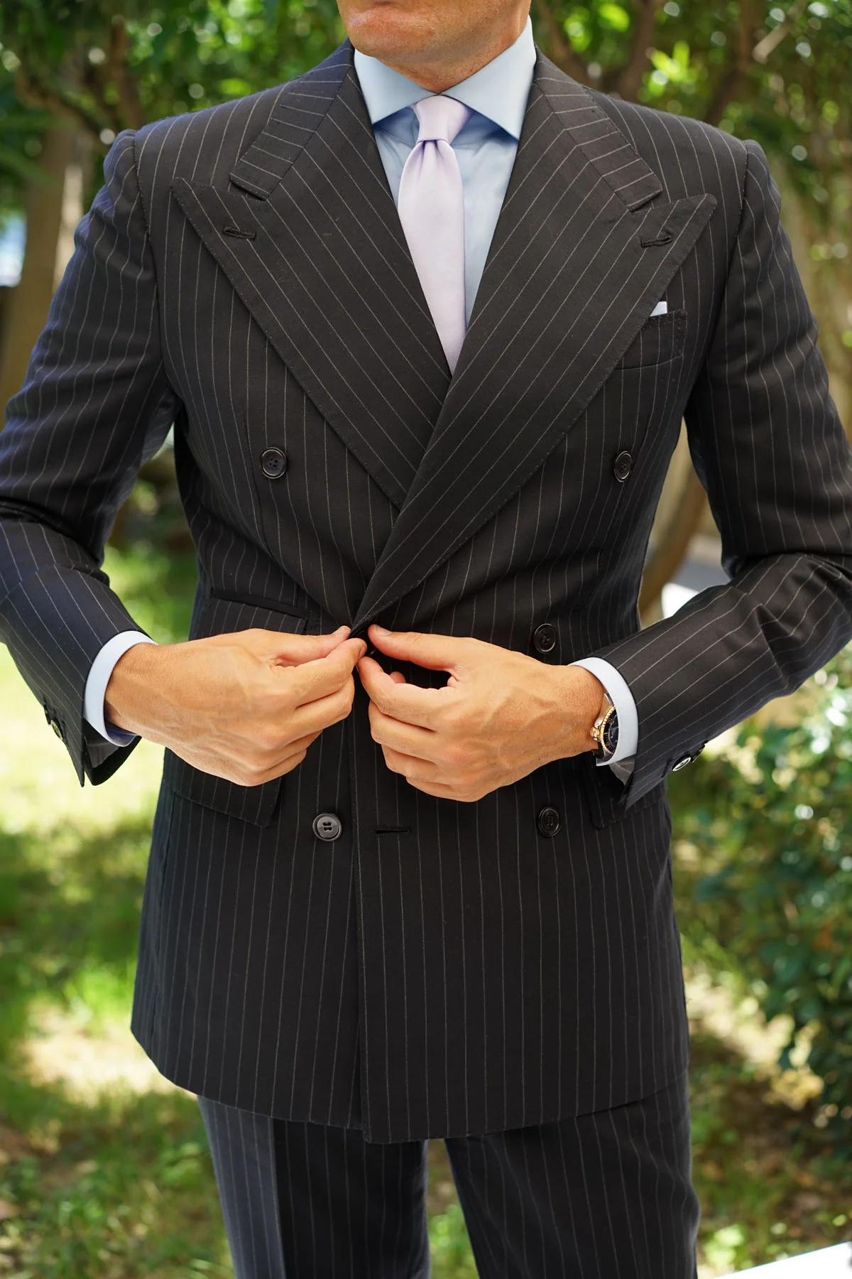 Lavender Purple Satin Skinny Tie - Image 8