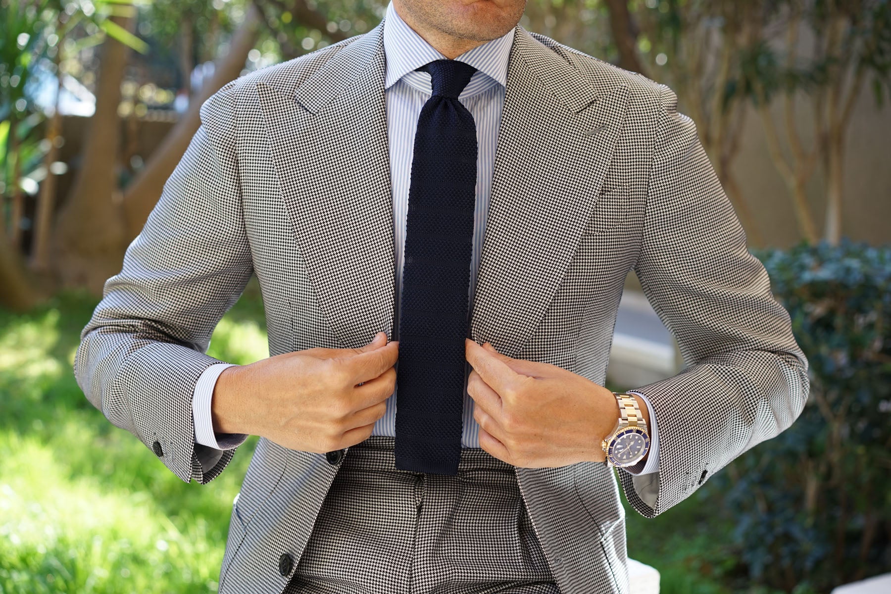 Leeds Navy Knitted Tie - Image 3