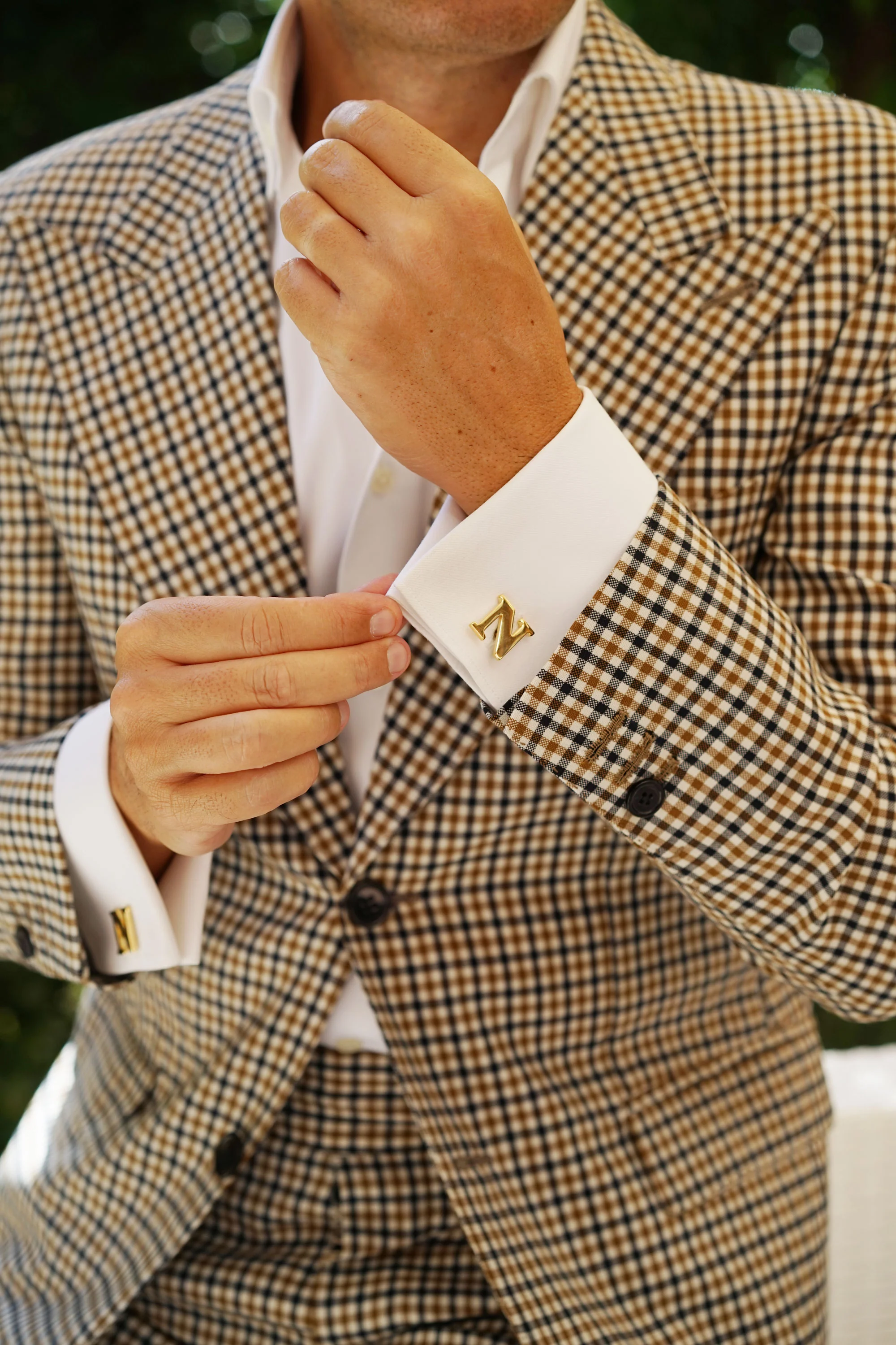Letter N Gold Cufflinks - Image 5