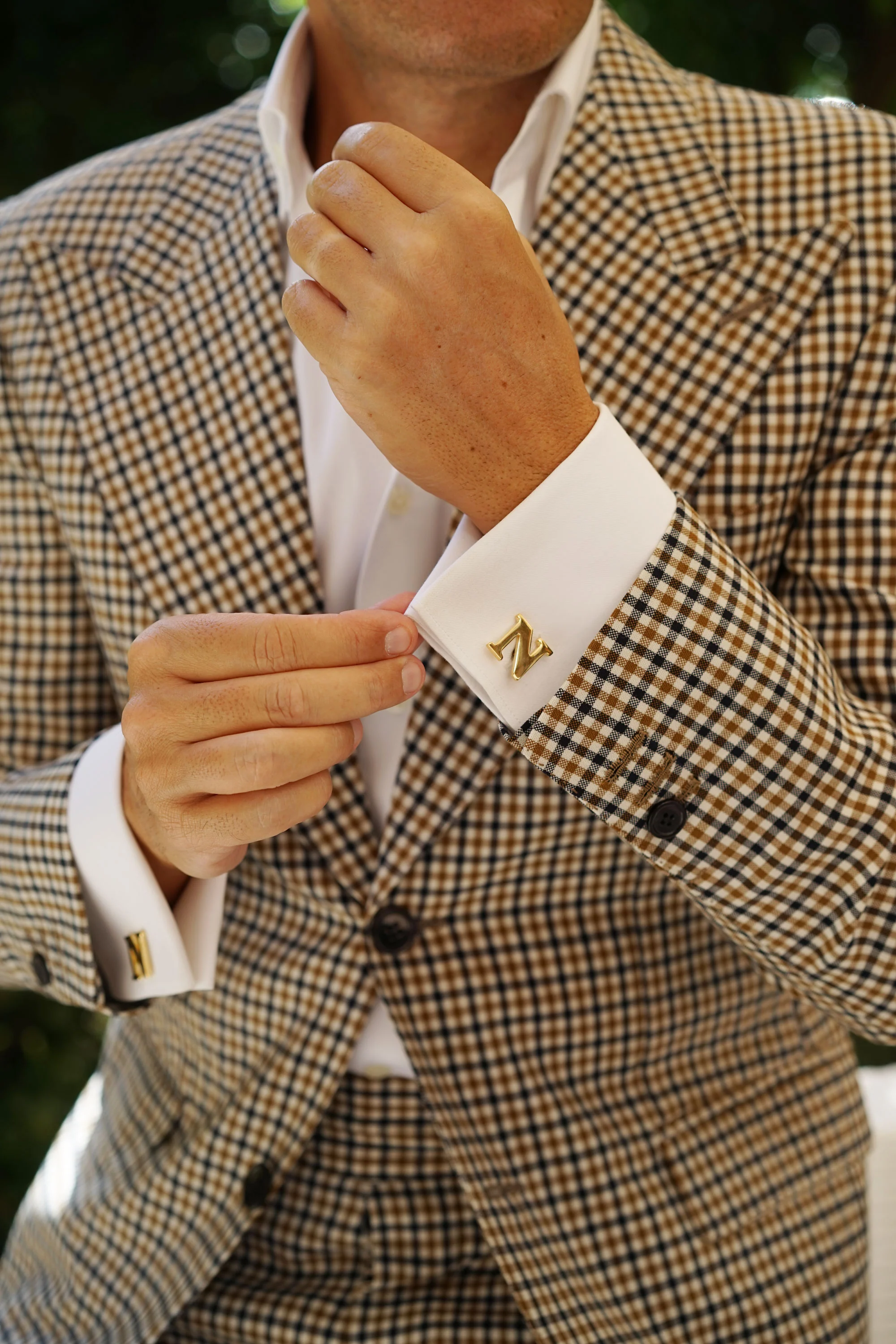 Letter N Gold Cufflinks - Image 6