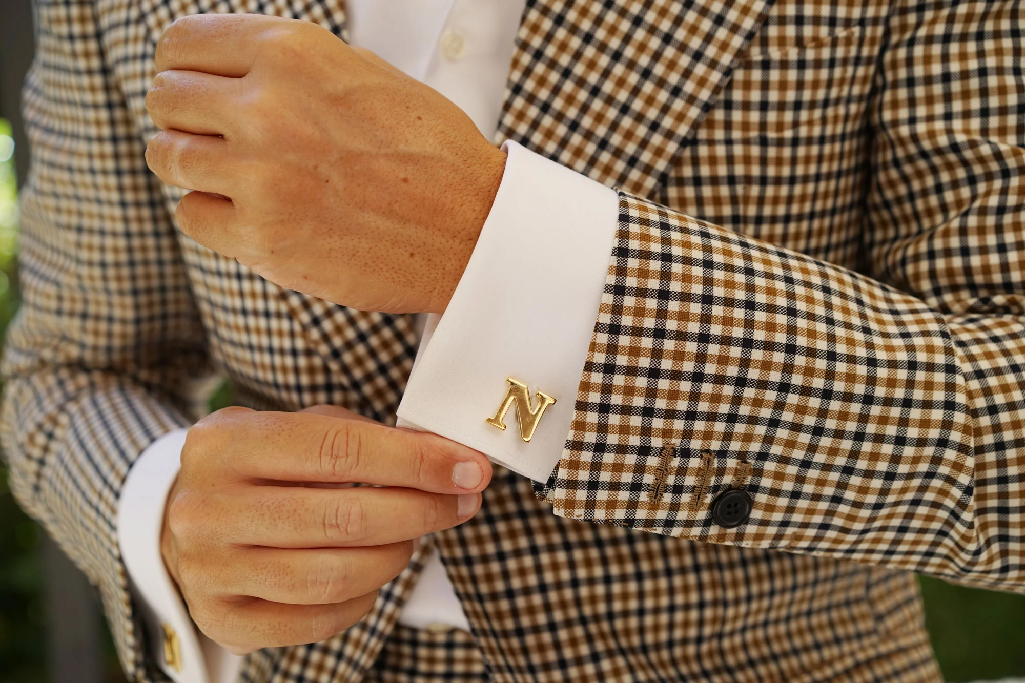 Letter N Gold Cufflinks - Image 7