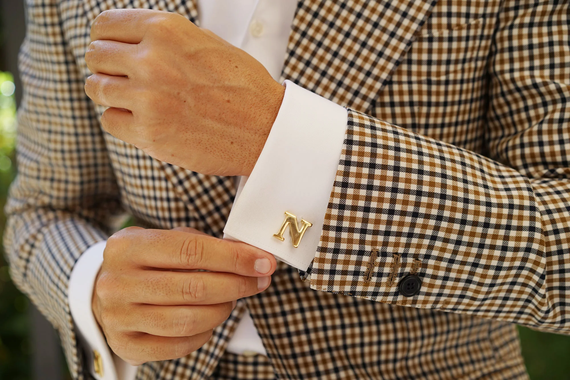 Letter N Gold Cufflinks - Image 8