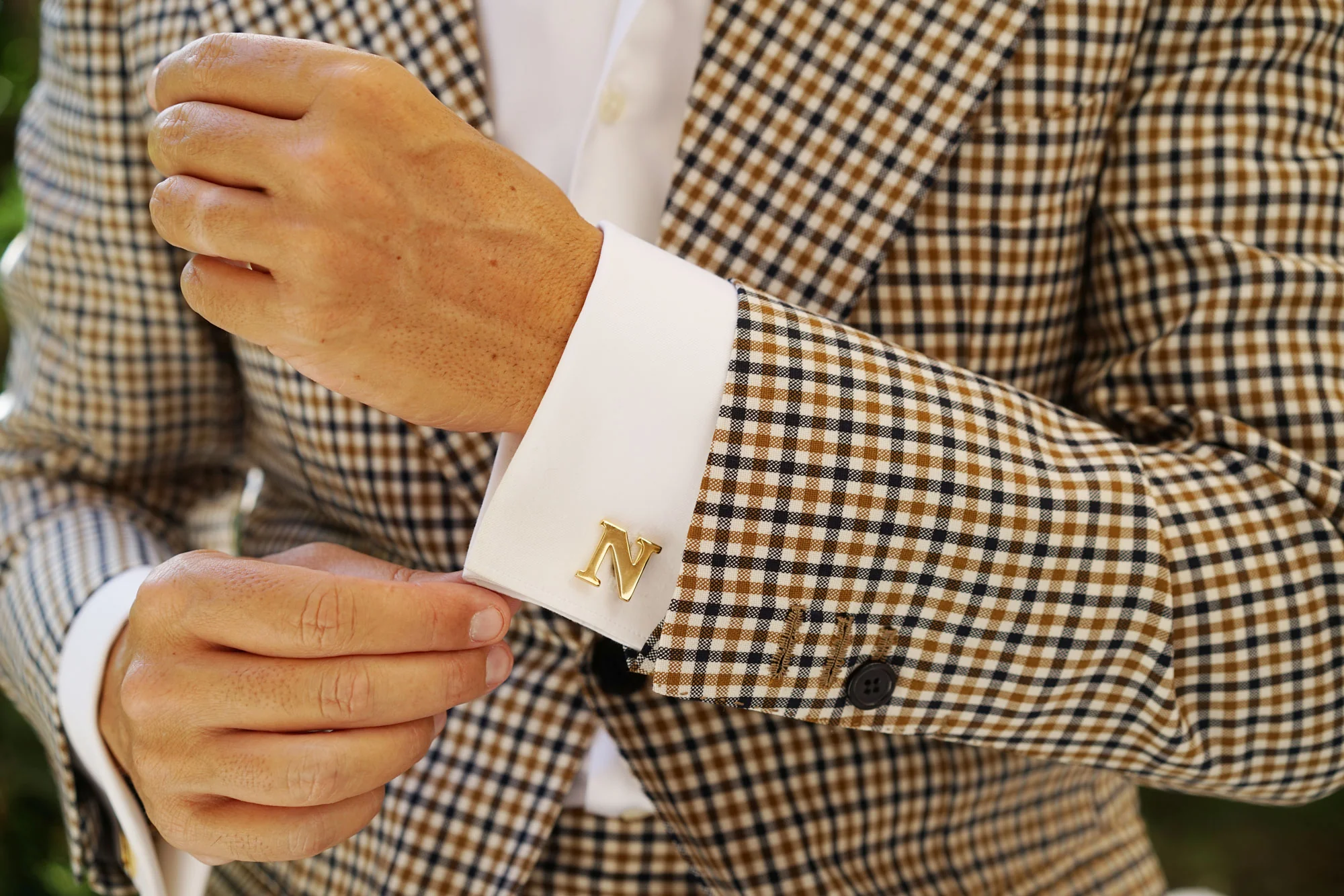 Letter N Gold Cufflinks - Image 9