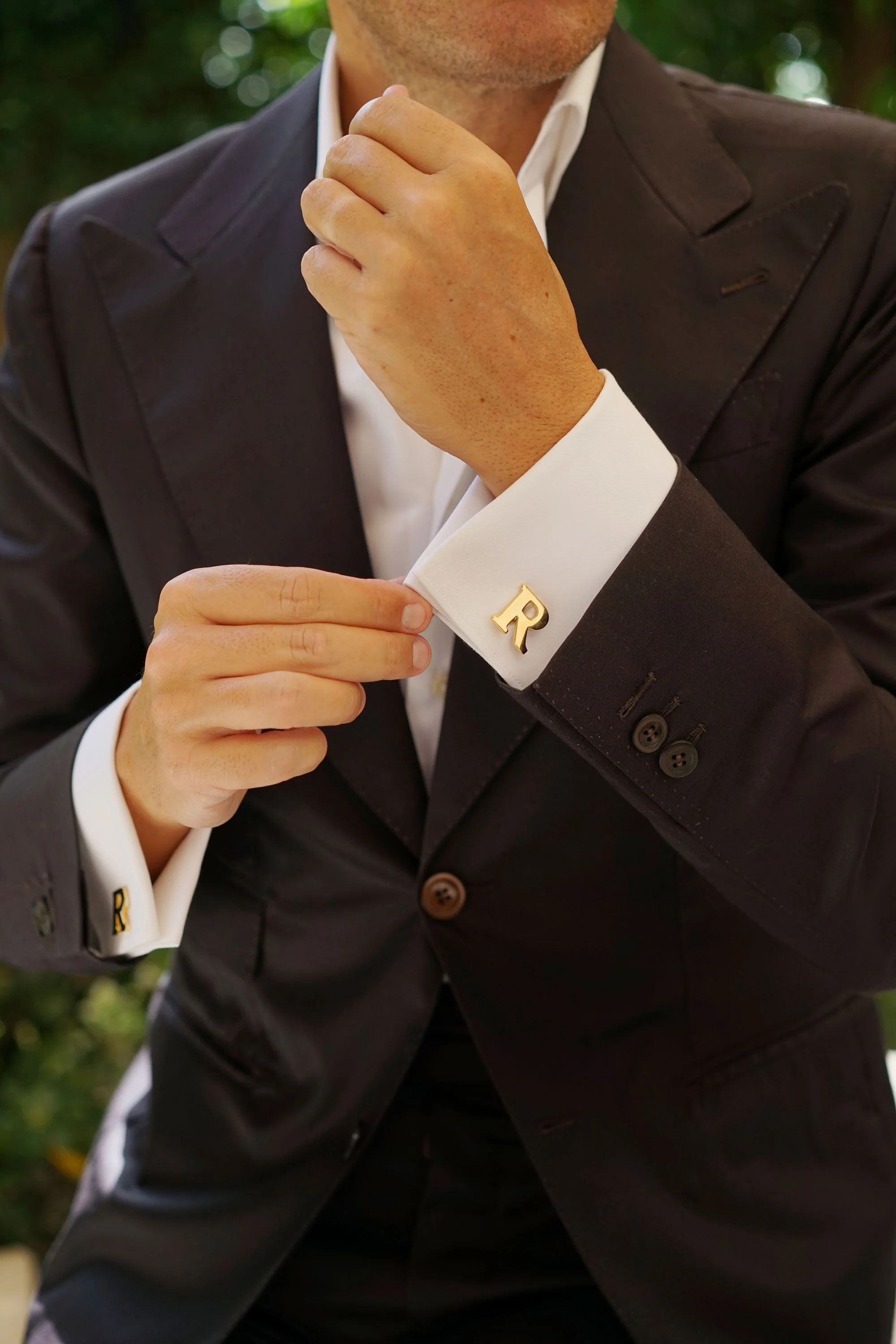 Letter R Gold Cufflinks - Image 5