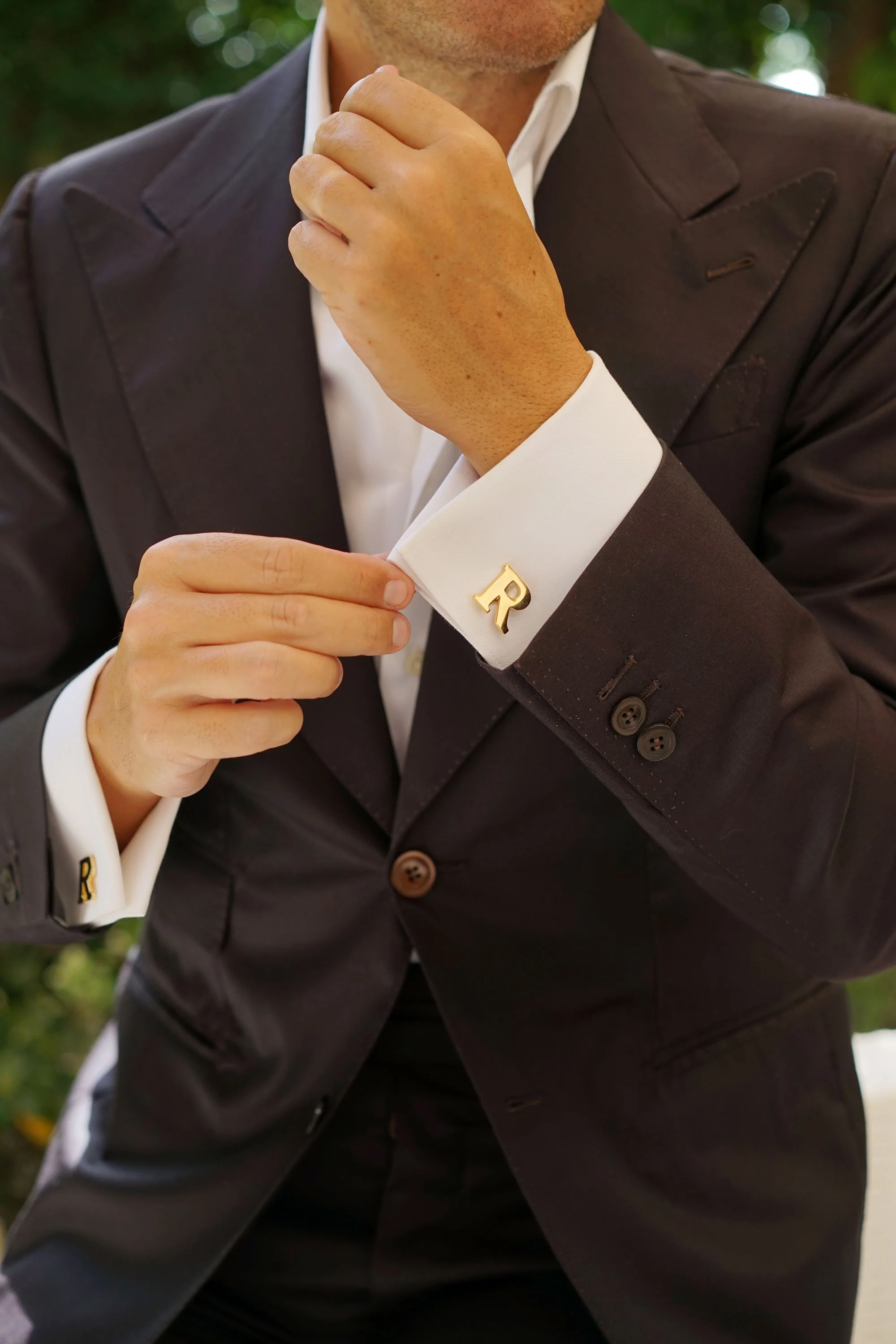 Letter R Gold Cufflinks - Image 6
