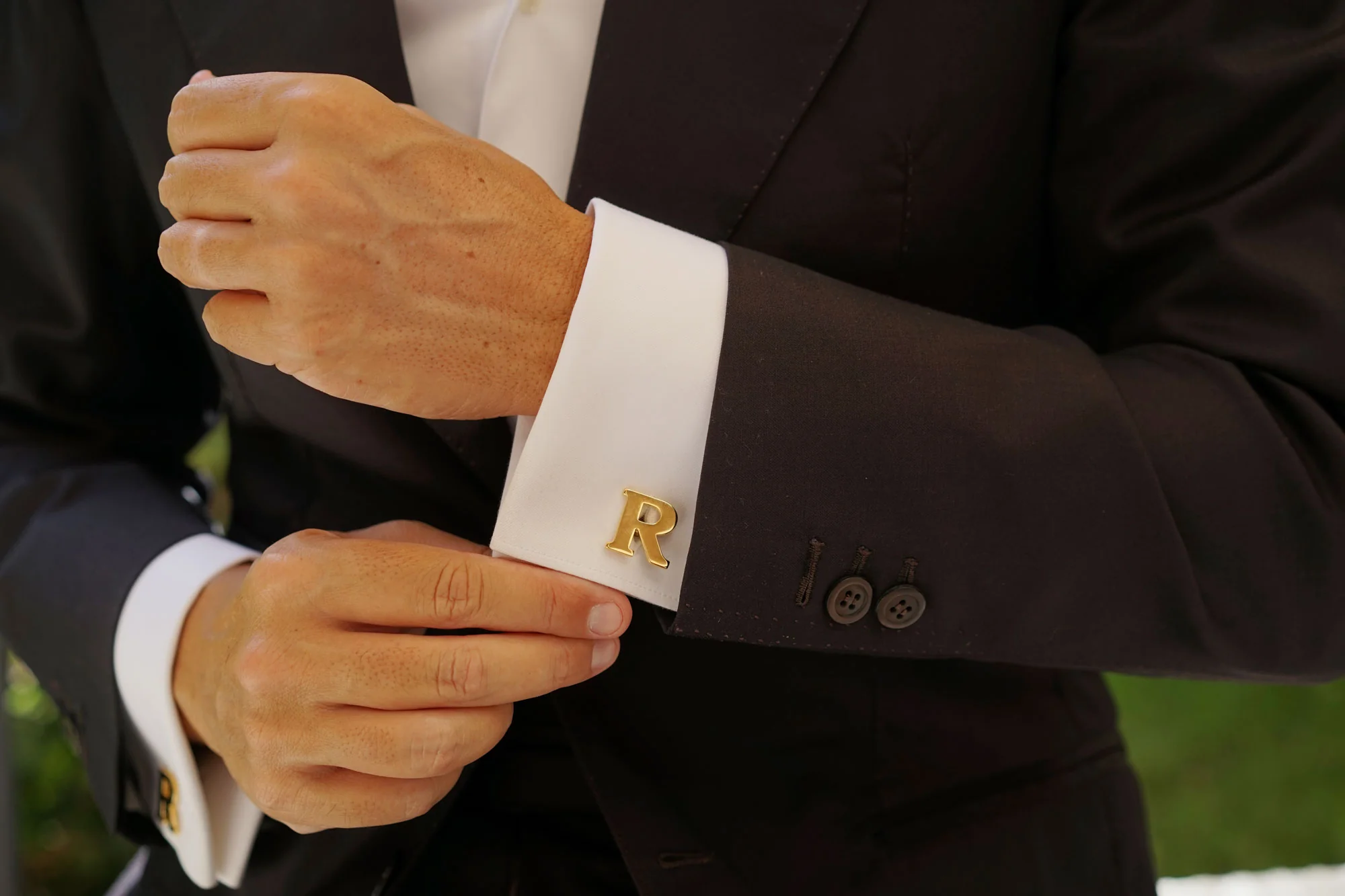 Letter R Gold Cufflinks - Image 7