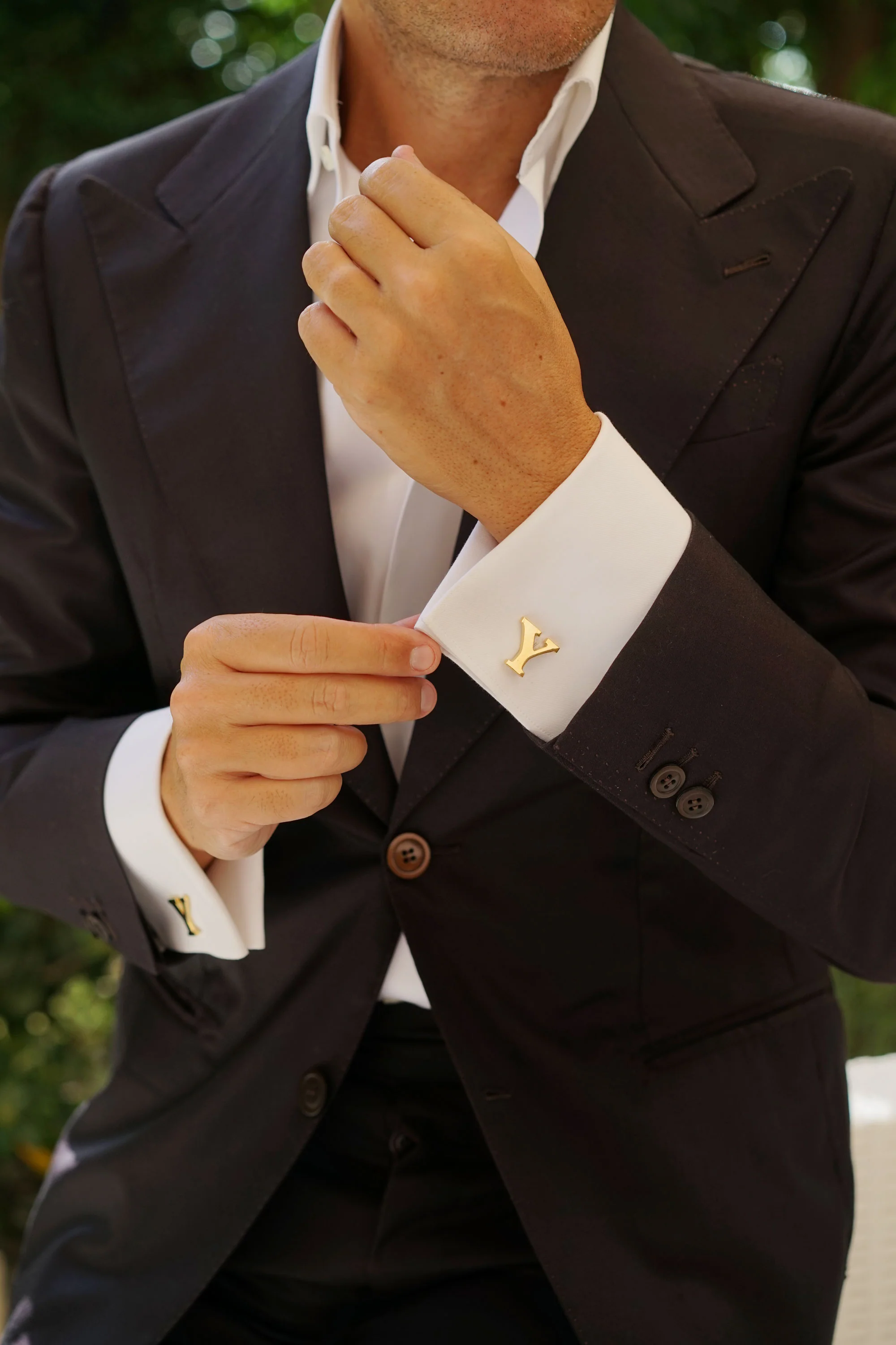 Letter Y Gold Cufflinks - Image 5