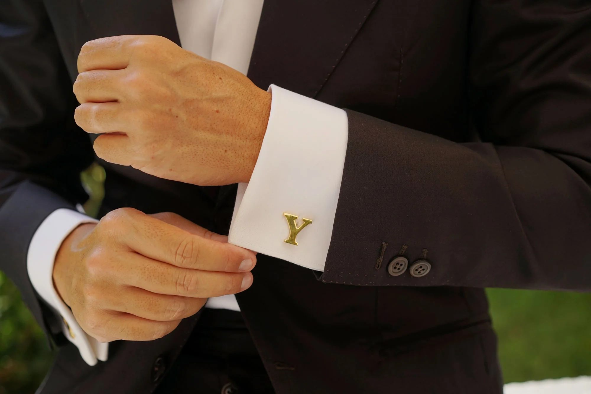 Letter Y Gold Cufflinks - Image 7