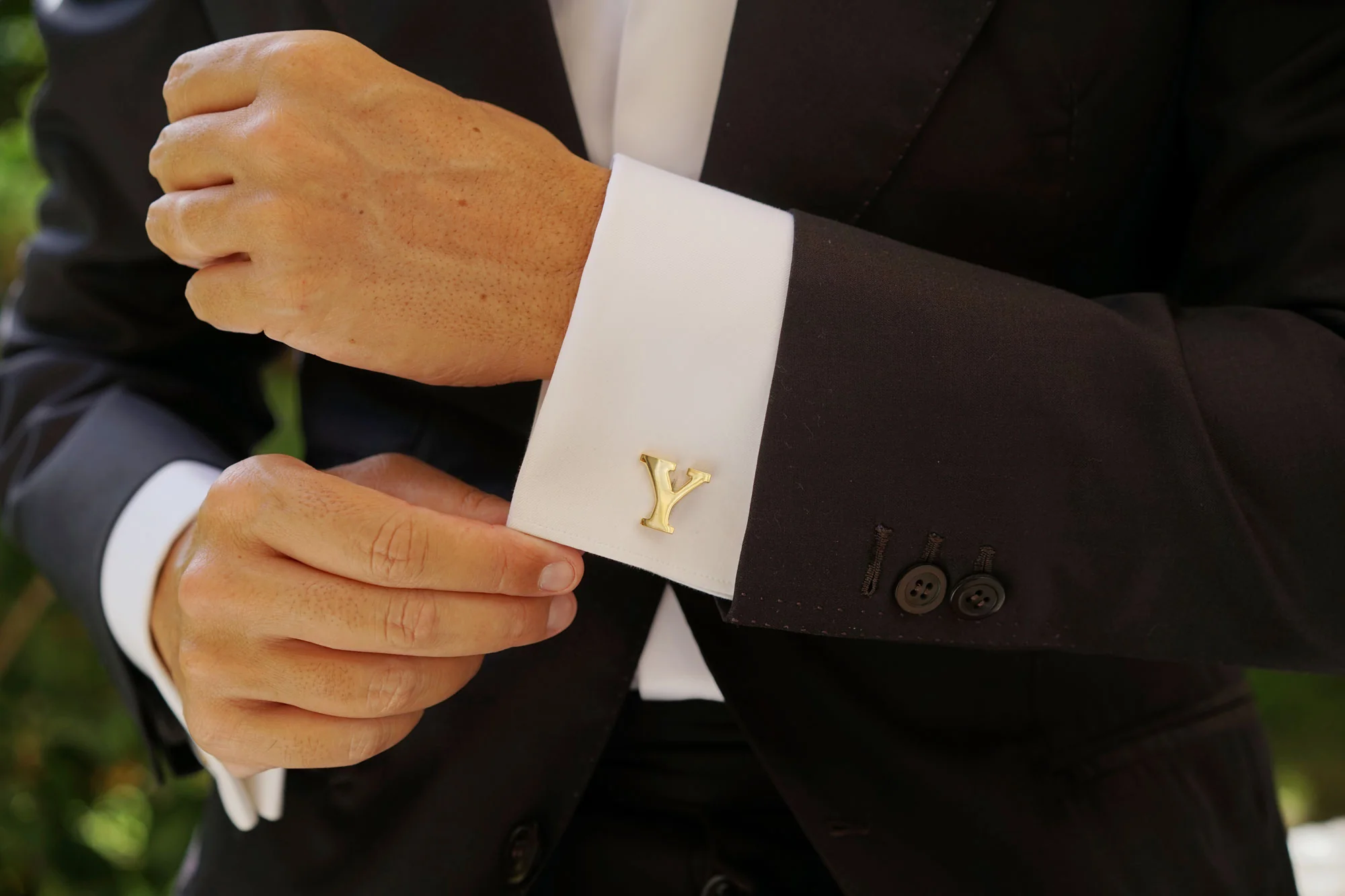 Letter Y Gold Cufflinks - Image 9