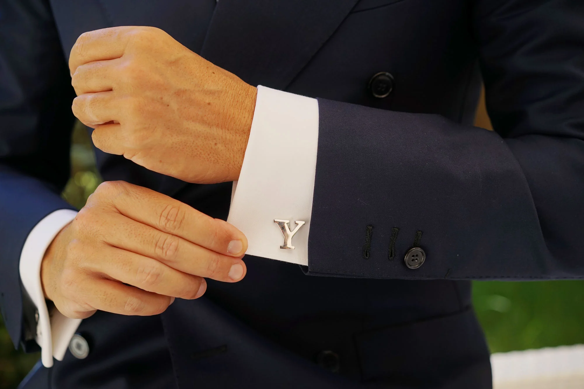 Letter Y Silver Cufflinks - Image 12