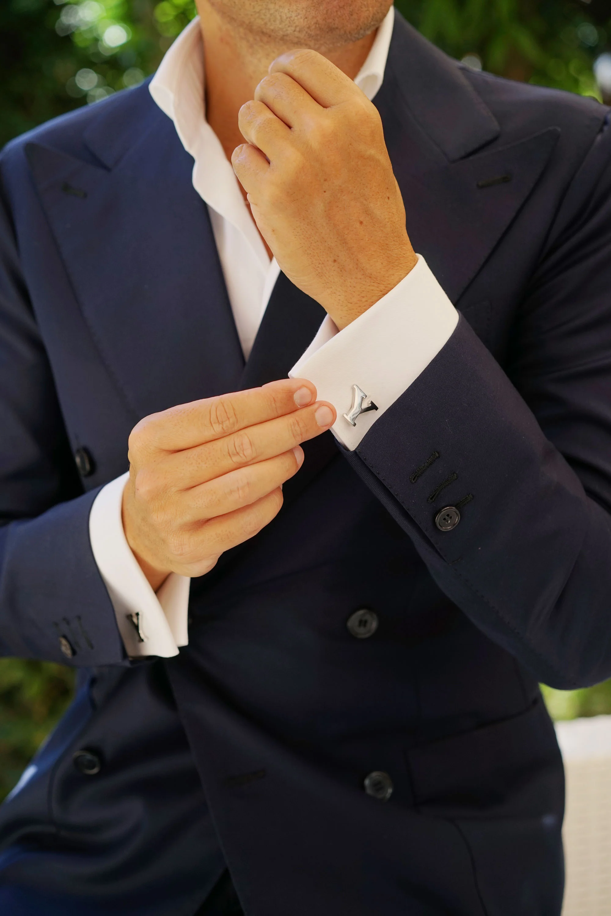 Letter Y Silver Cufflinks - Image 8