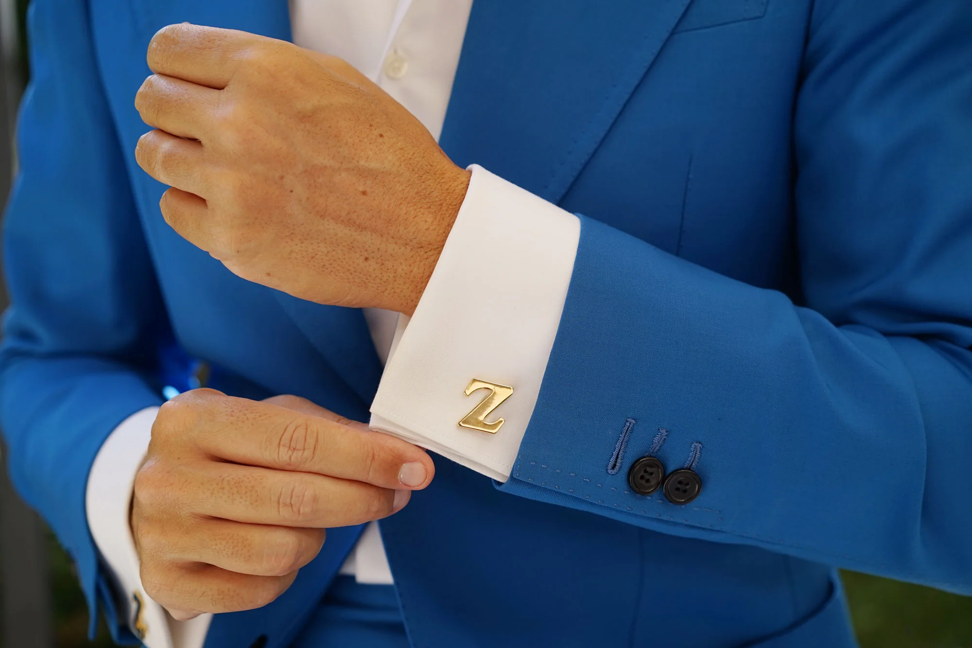 Letter Z Gold Cufflinks - Image 7
