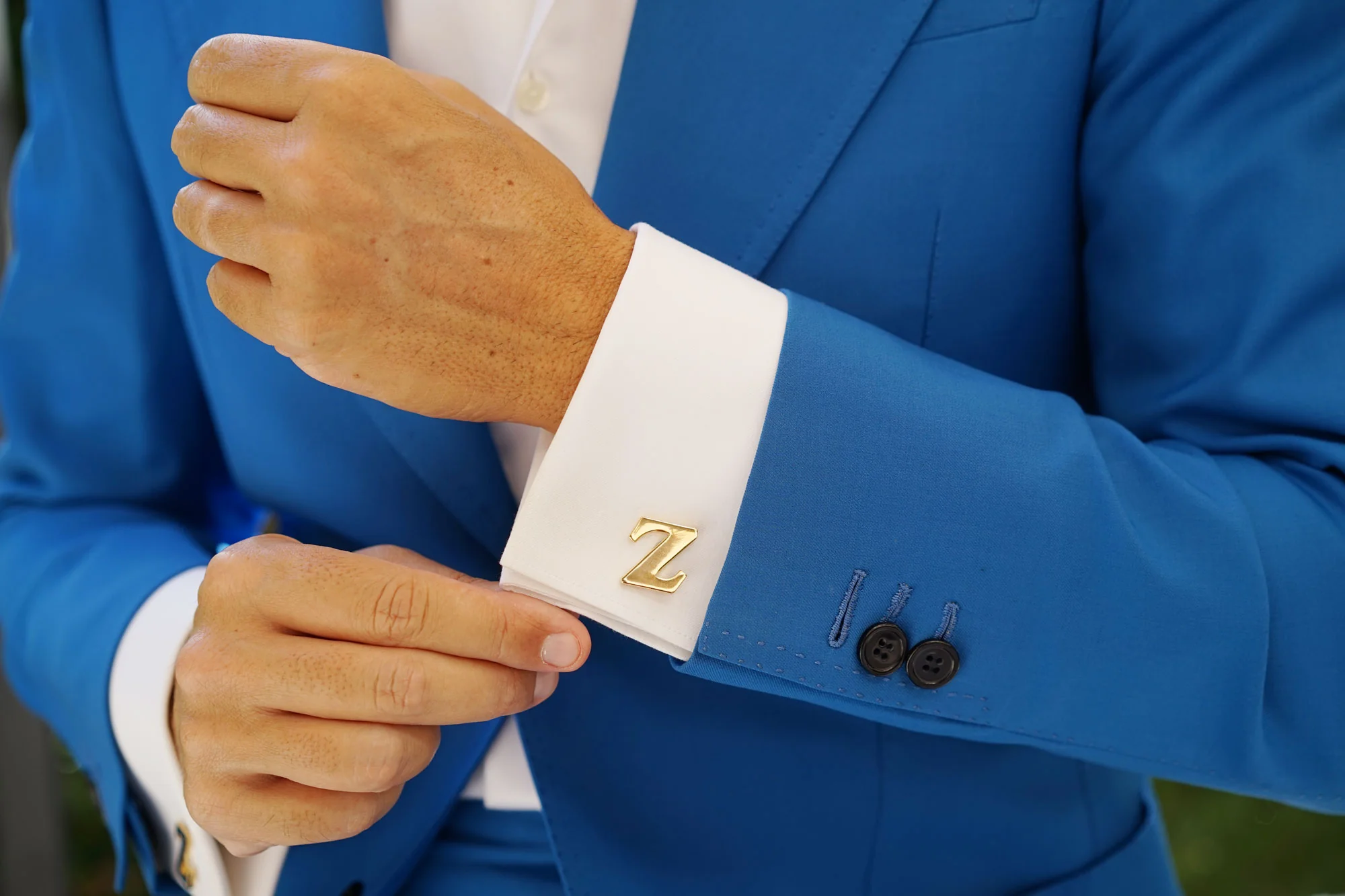 Letter Z Gold Cufflinks - Image 8
