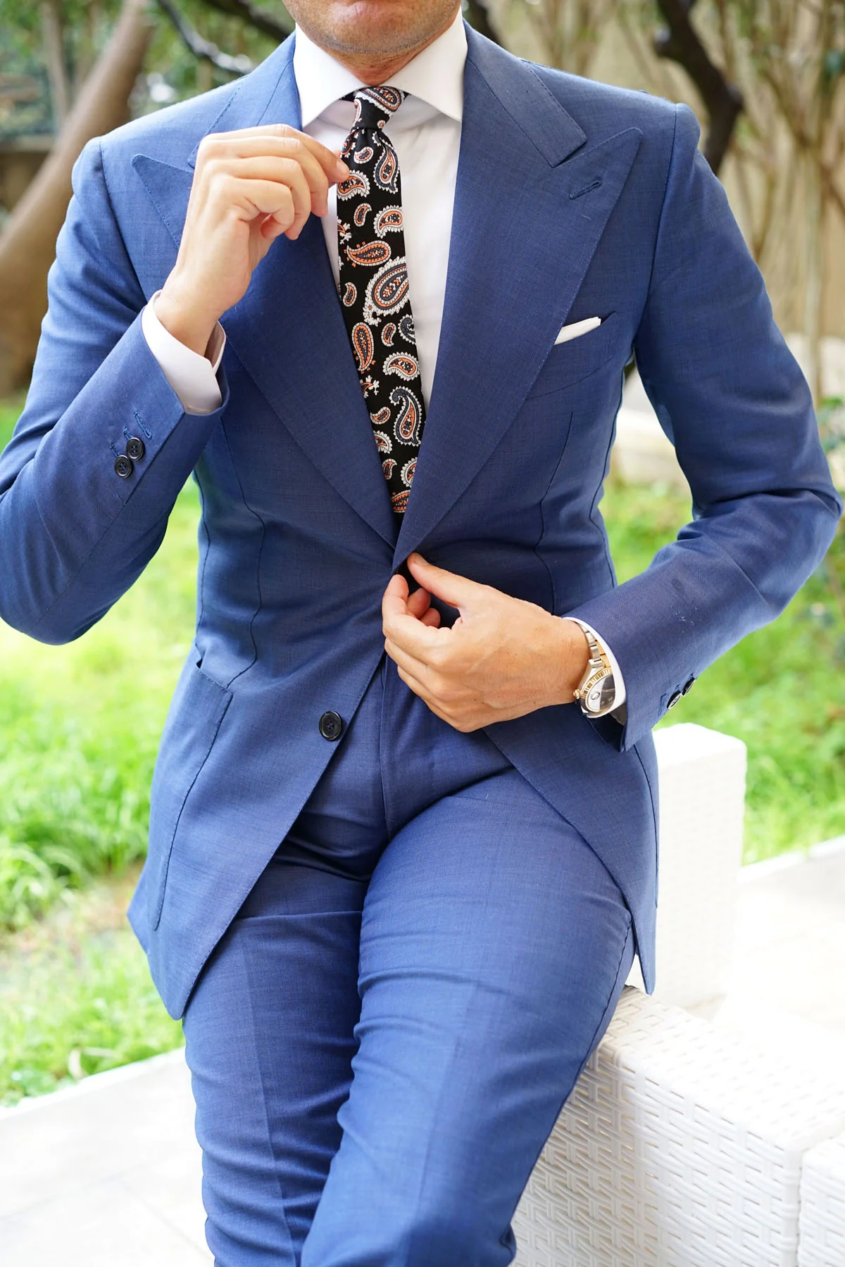 Levanzo Coral Paisley Skinny Tie - Image 5