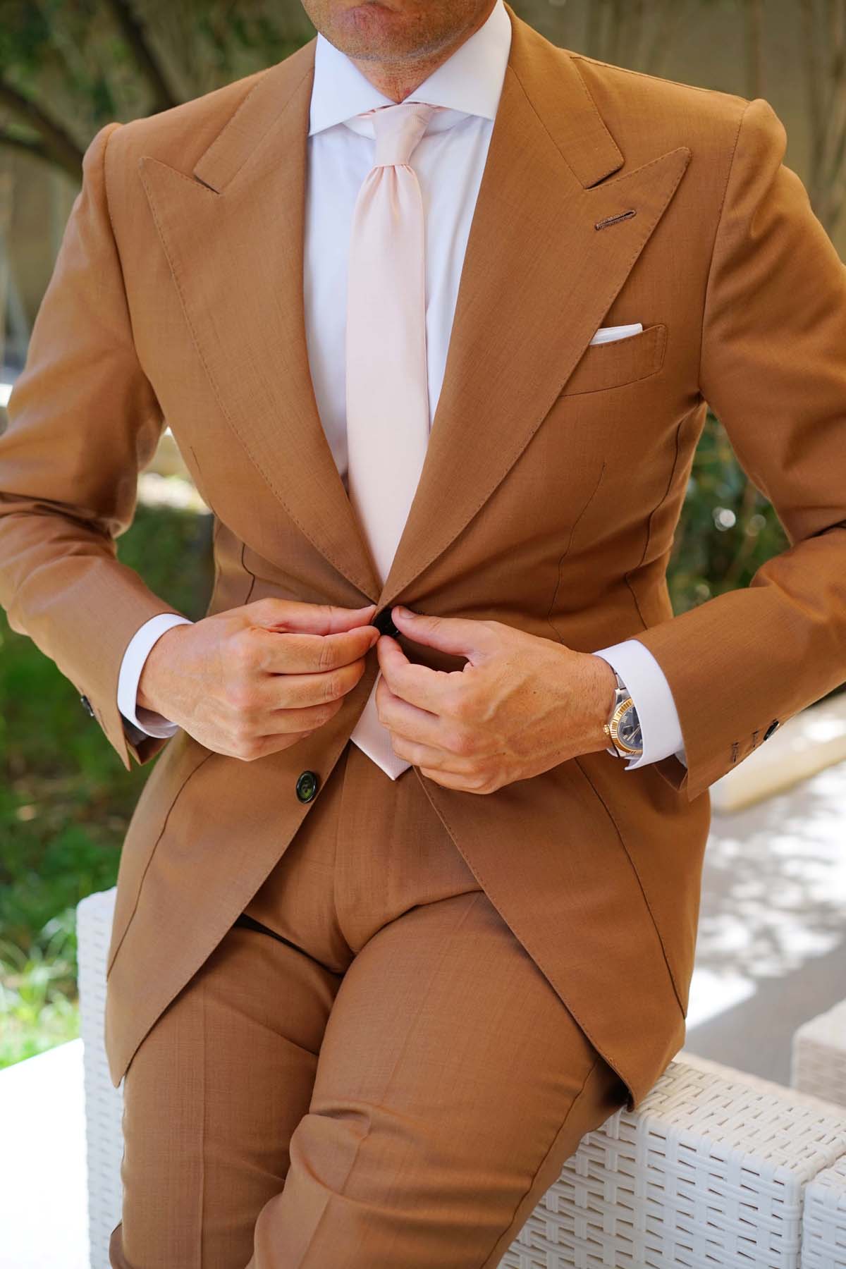Liege Blush Pink Diamond Skinny Tie - Image 7