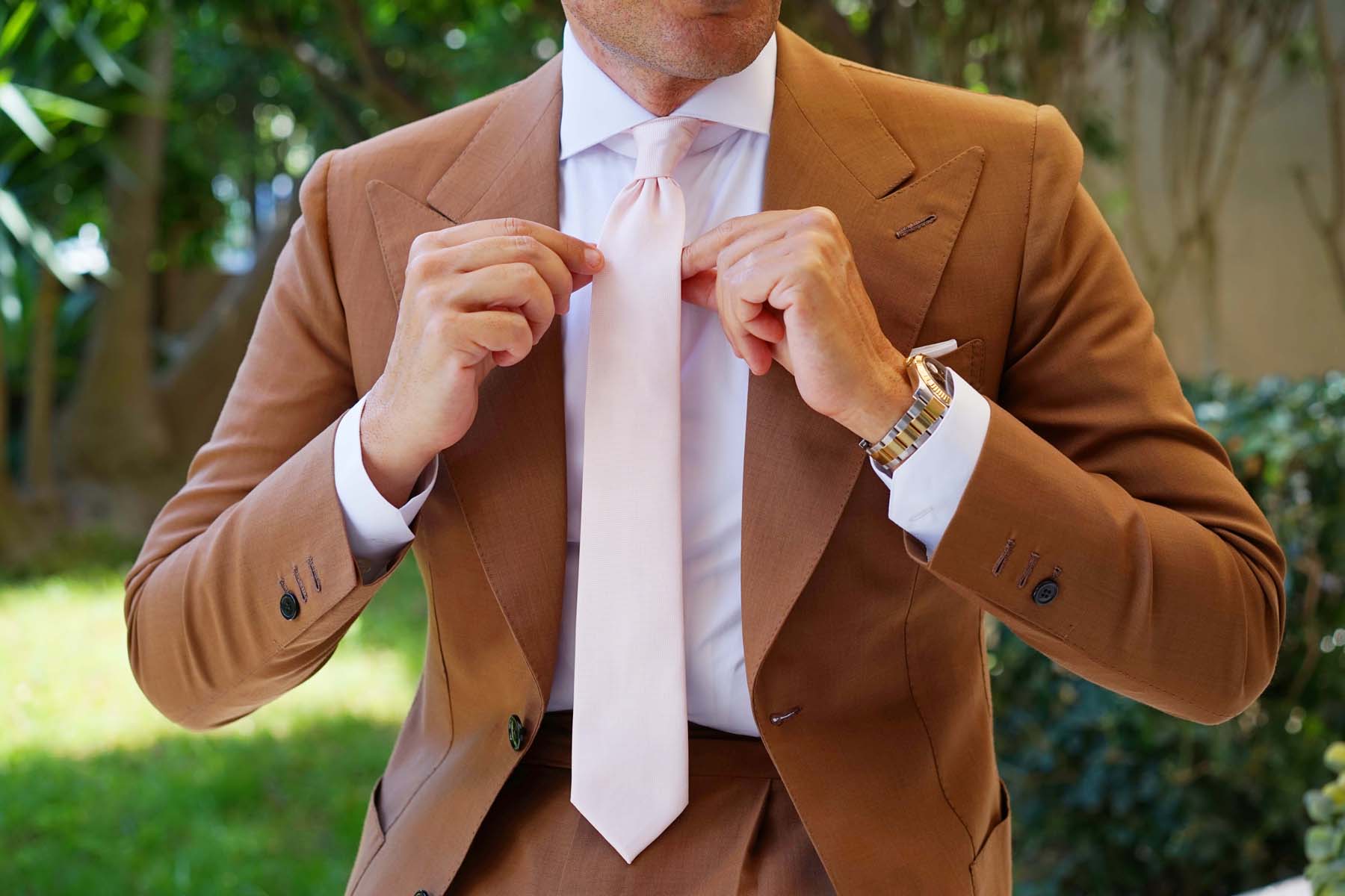 Liege Blush Pink Diamond Skinny Tie - Image 8