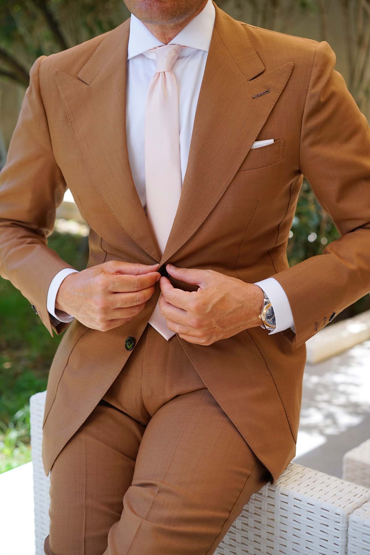 Liege Blush Pink Diamond Skinny Tie - Image 9