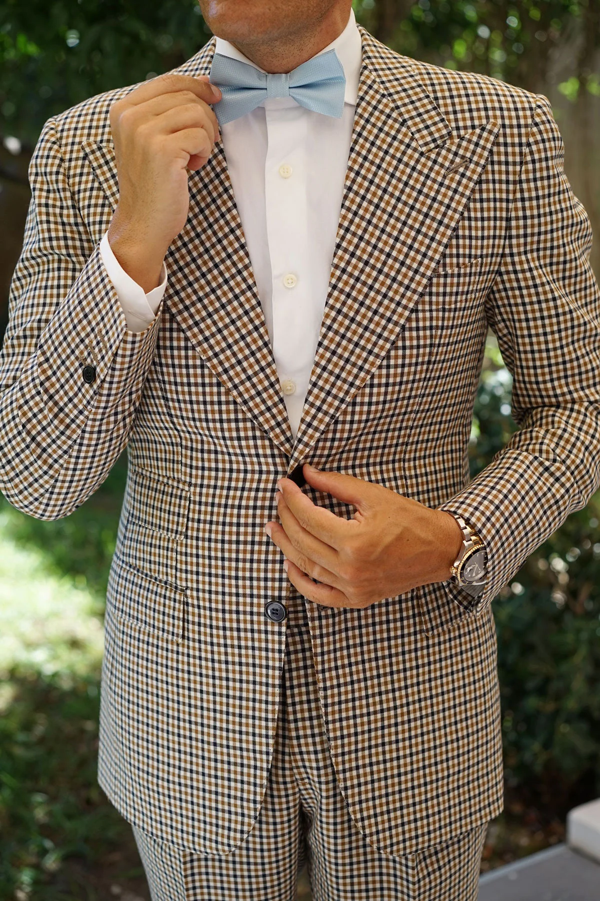 Light Blue Mist Basket Weave Bow Tie - Image 4