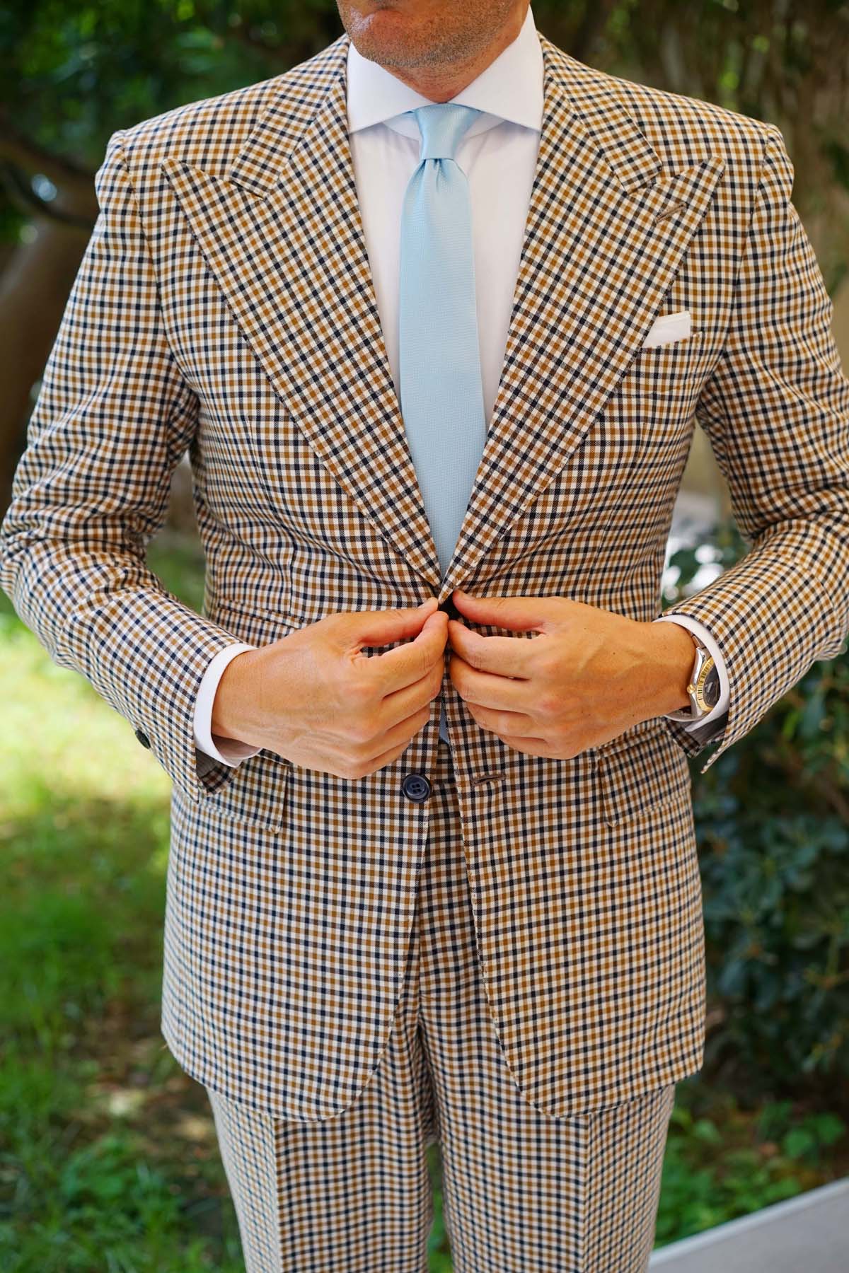 Light Blue Mist Basket Weave Skinny Tie - Image 5