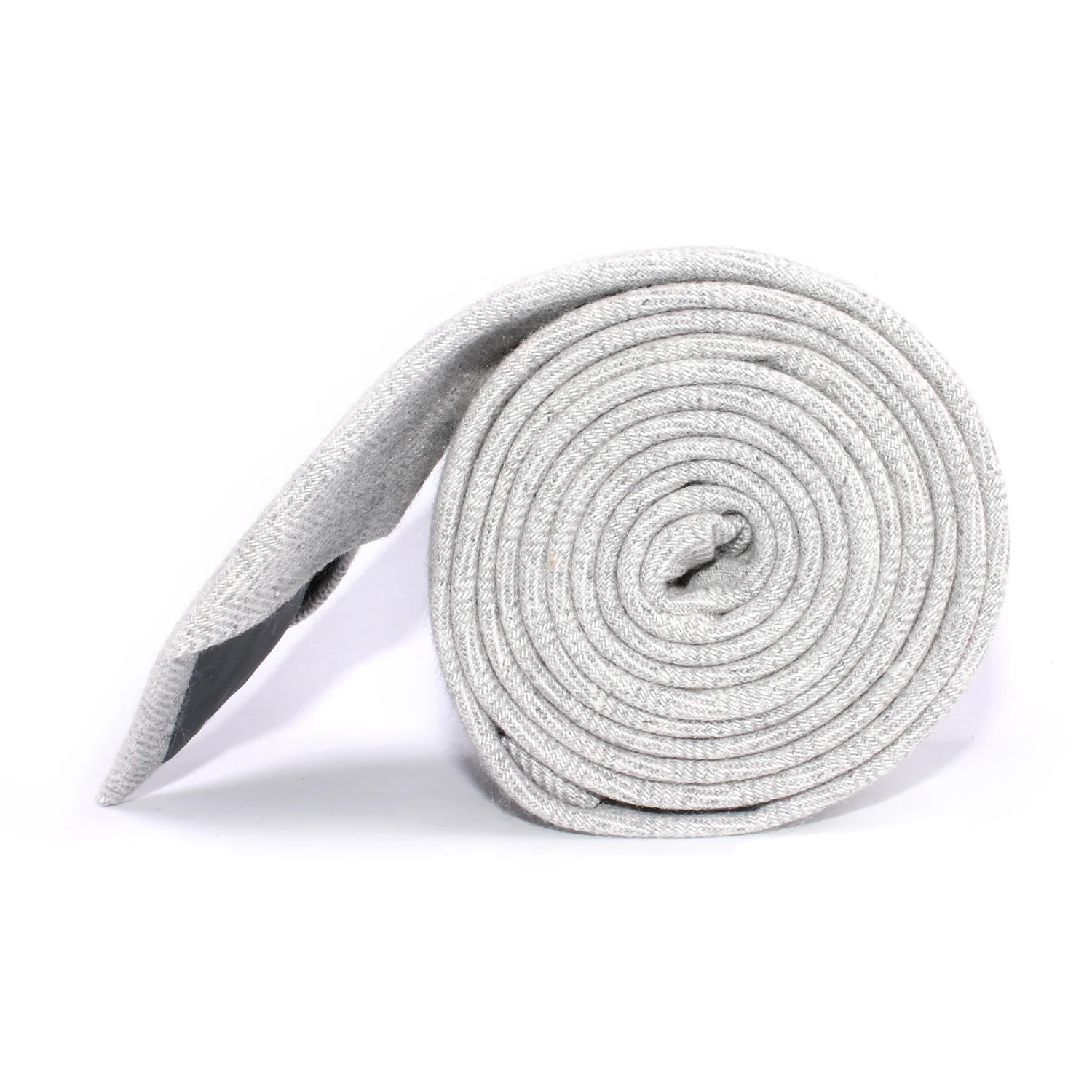 Light Grey Herringbone Linen Skinny Tie - Image 3