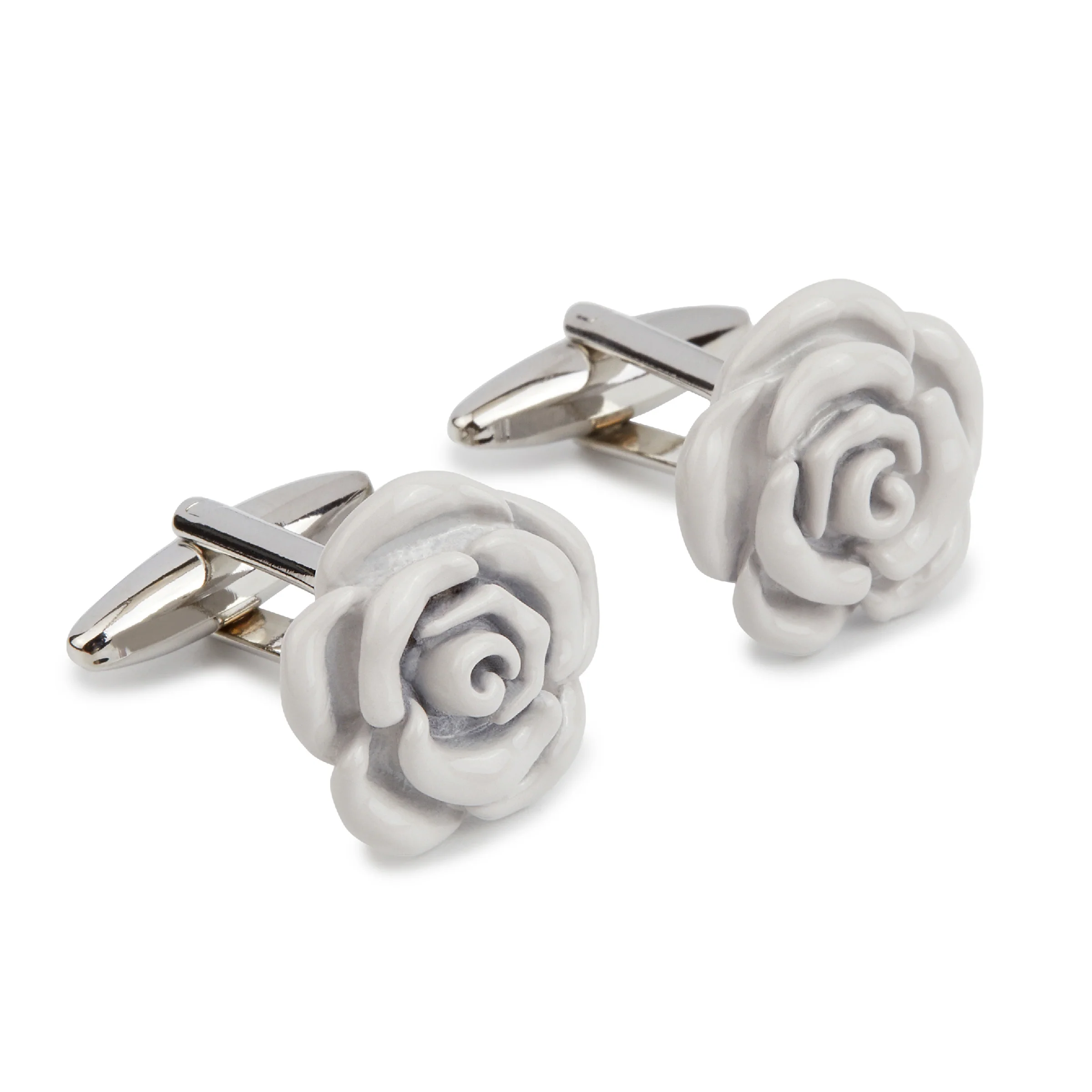 Light Grey Rose Metal Cufflinks - Image 2