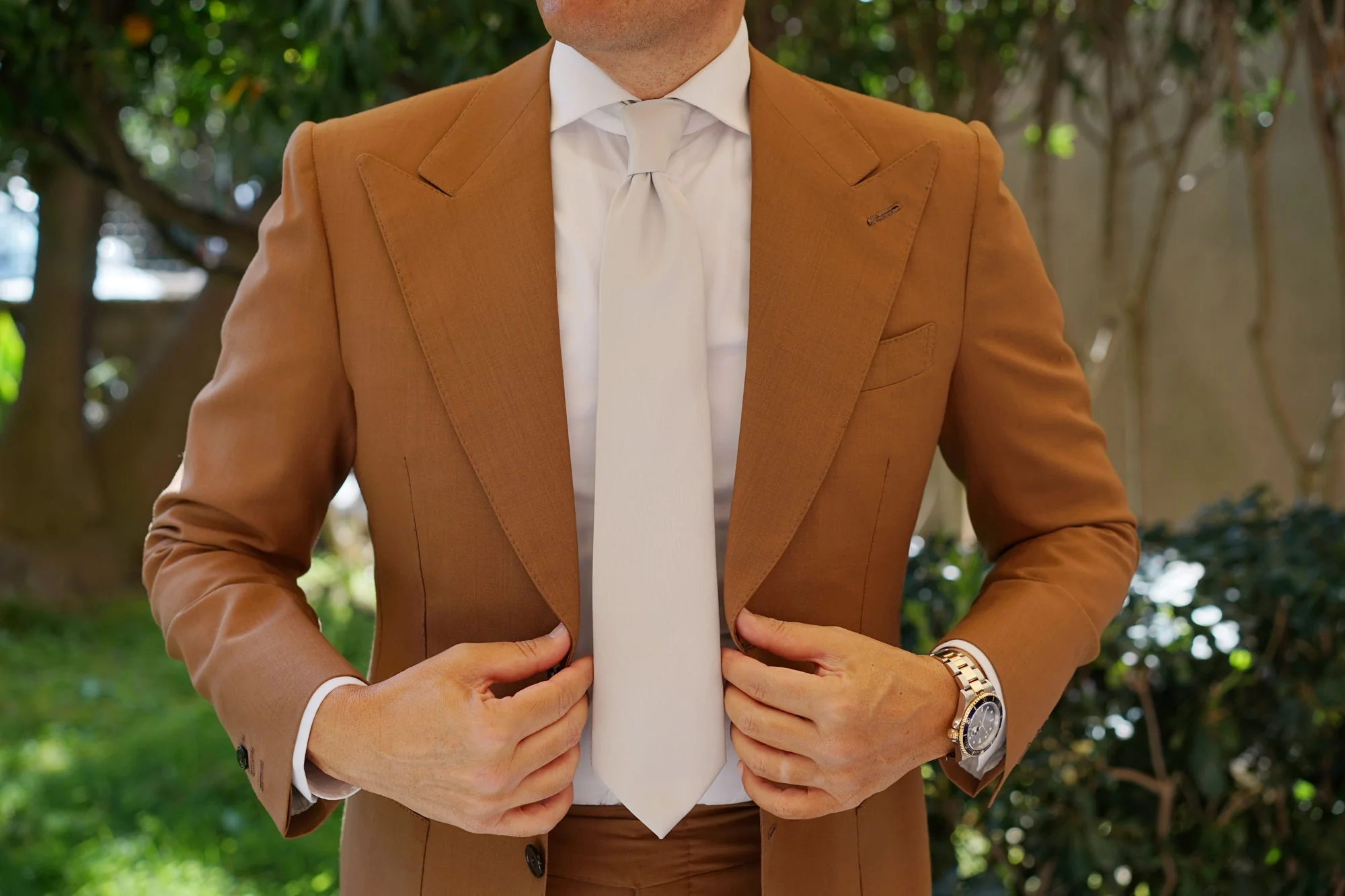 Light Grey Satin Necktie - Image 5