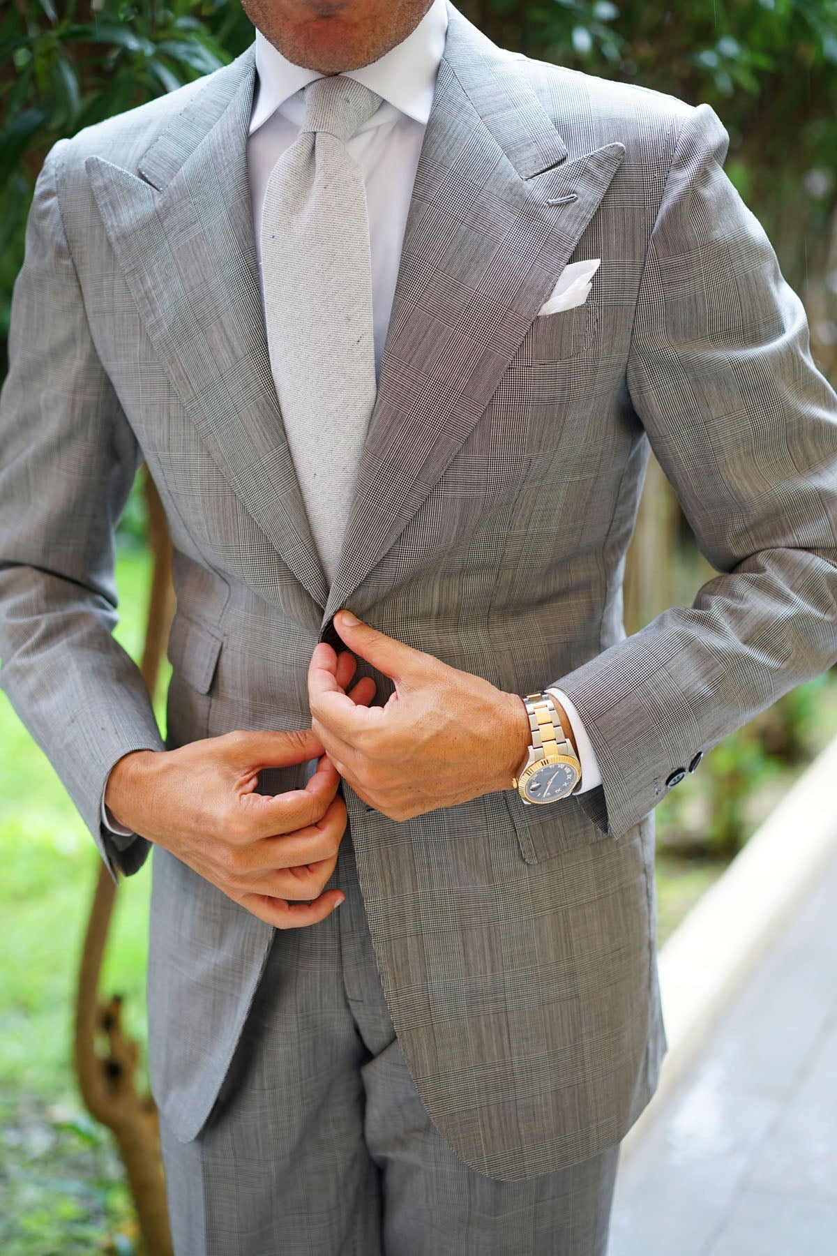 Light Grey Twill Stripe Linen Necktie - Image 12