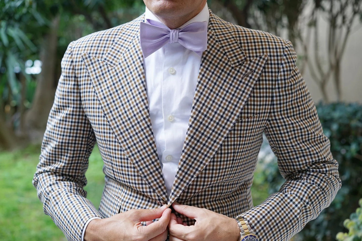 Light Lavender Twill Self Bow Tie - Image 4